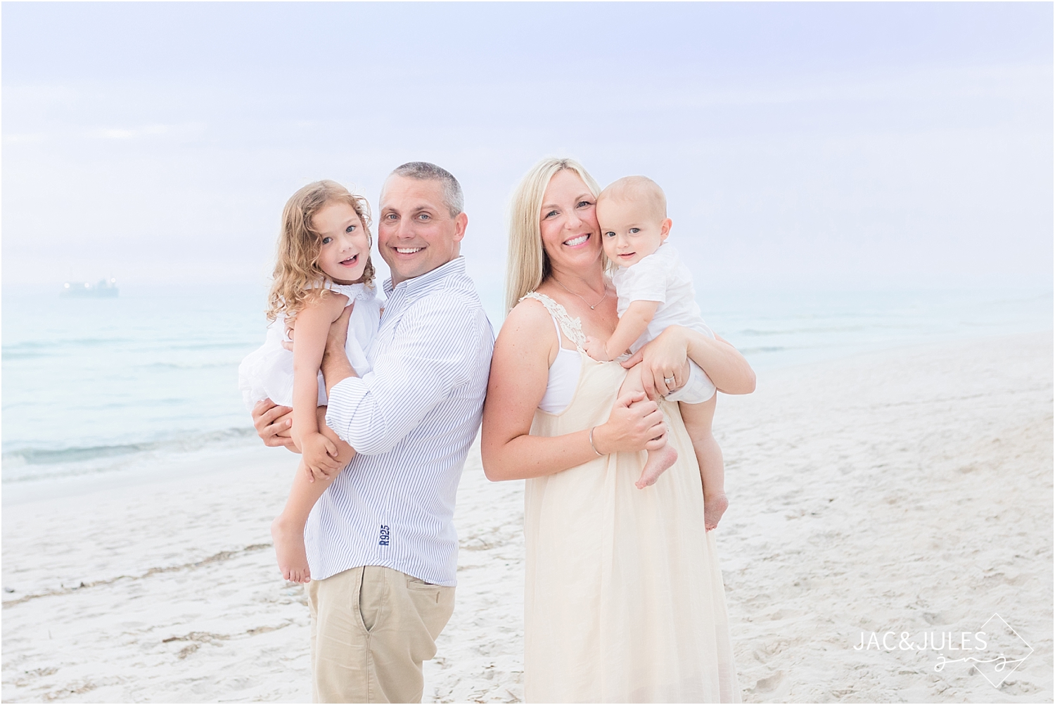 family portrait on the beach in mantoloking NJ
