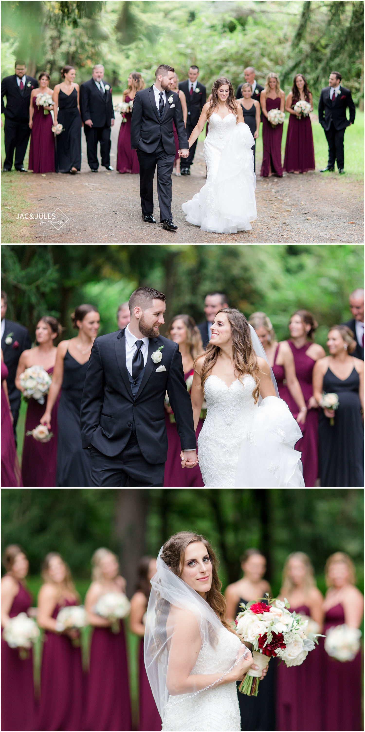 Fun Bridal Party photos at Cross Estate Gardens in Bernardsville, NJ.