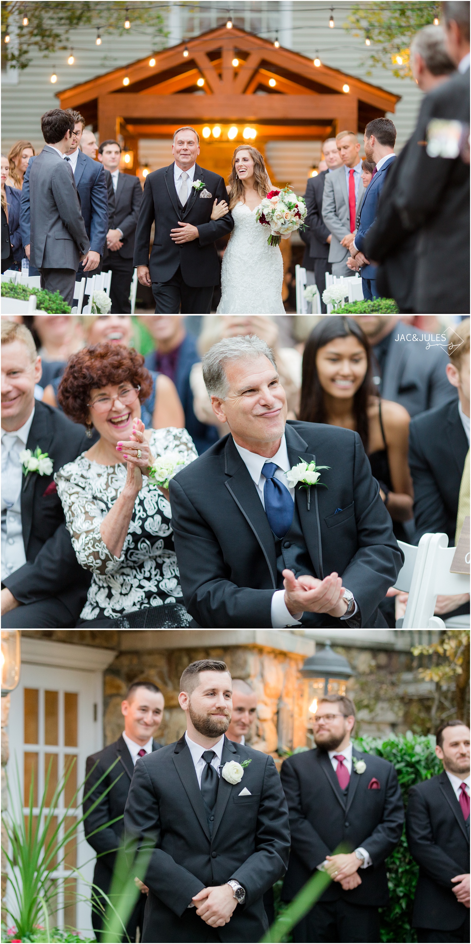 Wedding ceremony processional at The Olde Mill Inn in Basking Ridge, NJ.