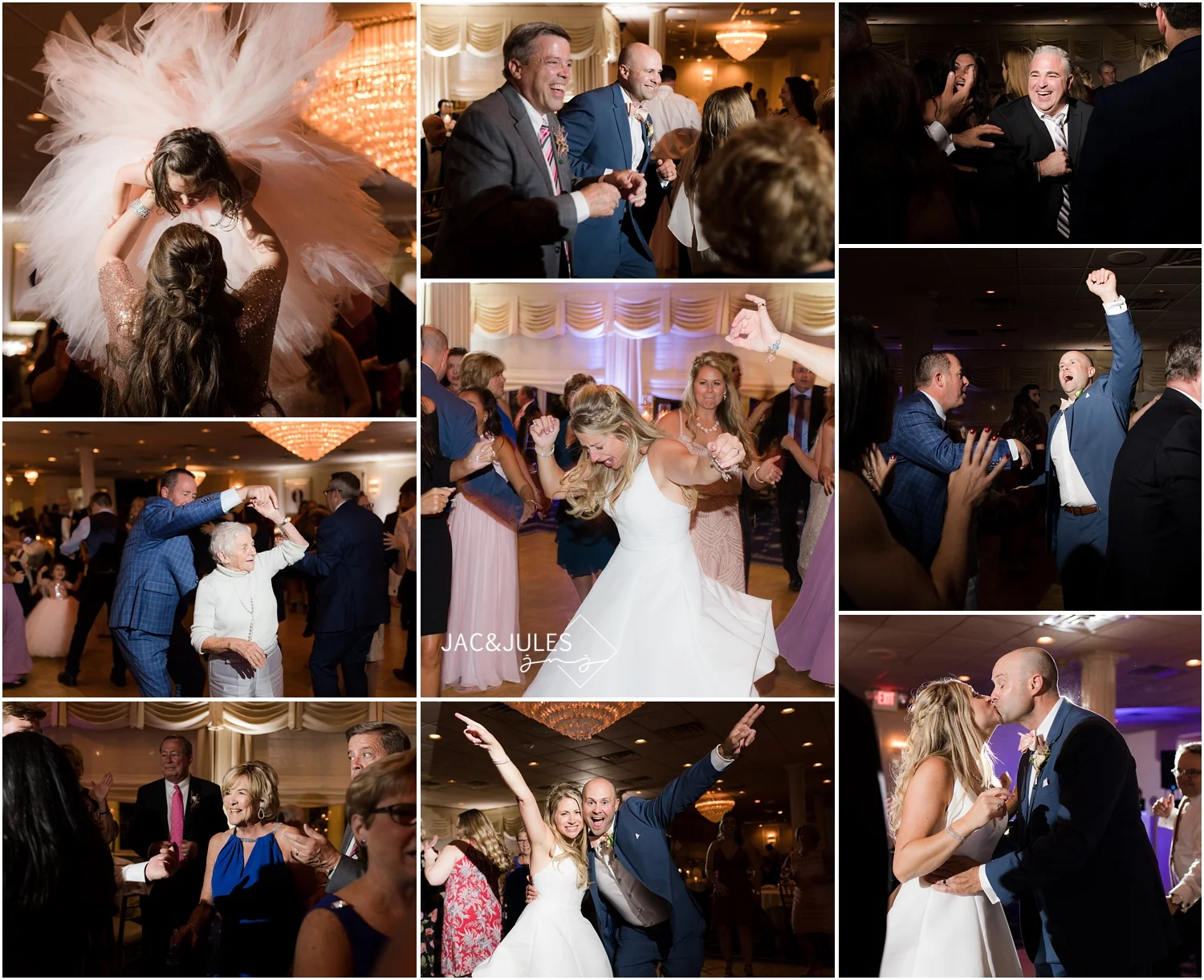 Fun and dancing during a wedding reception at The Breakers in Spring Lake.