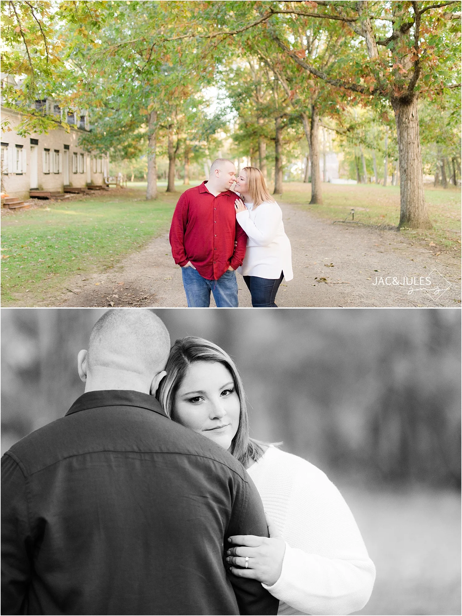 romantic fall engagement photos at allaire state park