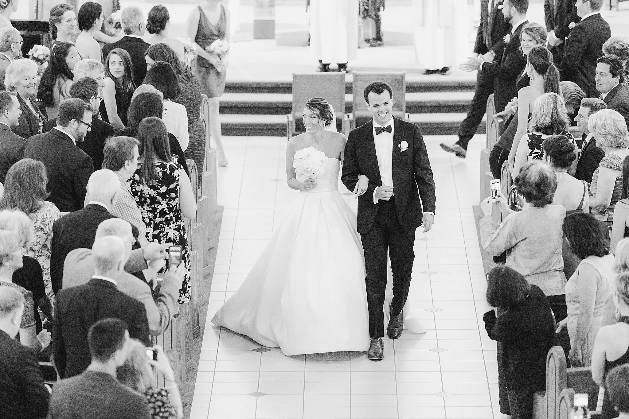 Church ceremony exit as couple walks down the aisle as Mr. and Mrs. in New Jersey