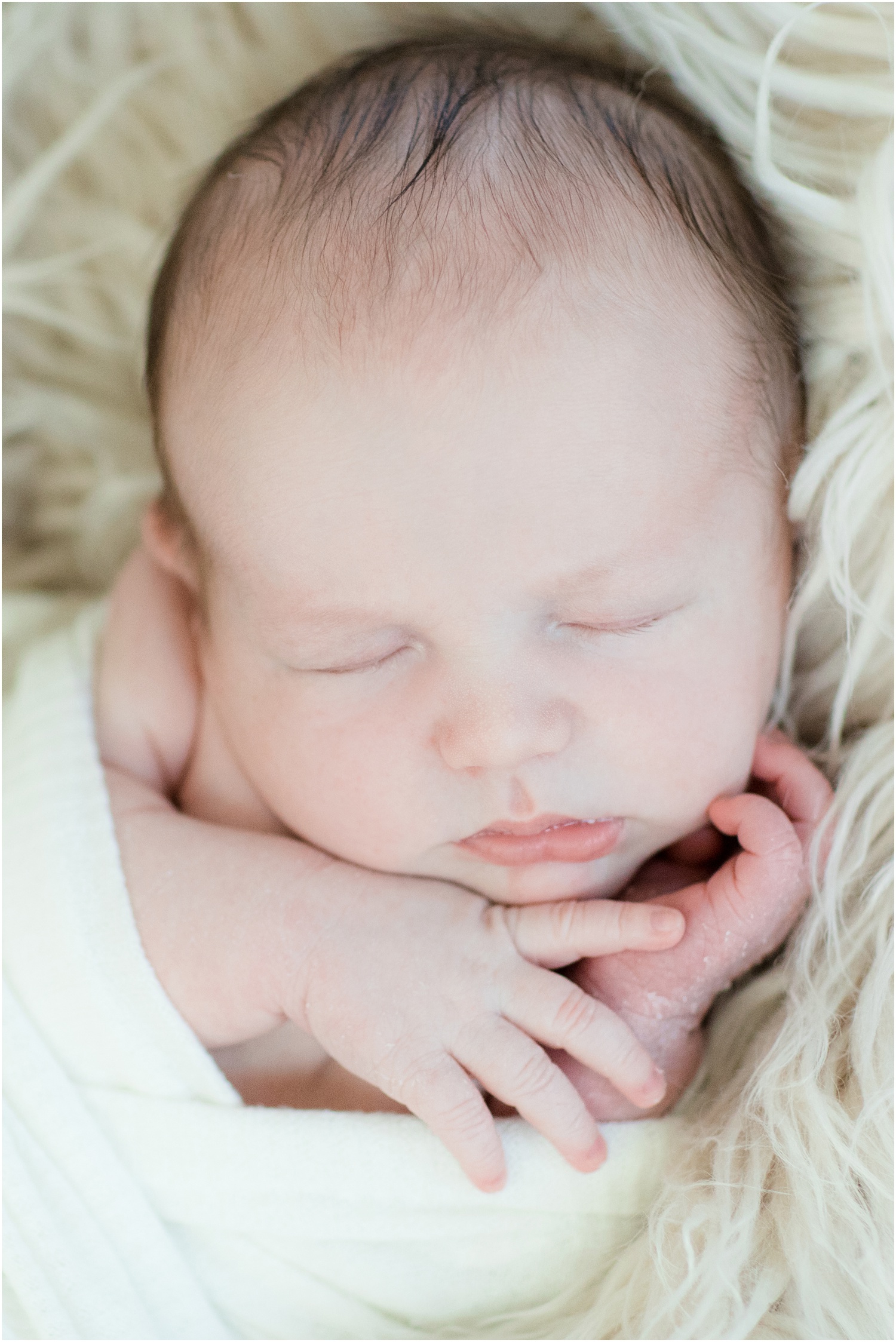 Simple and natural professional photos of newborn baby in New Jersey home.