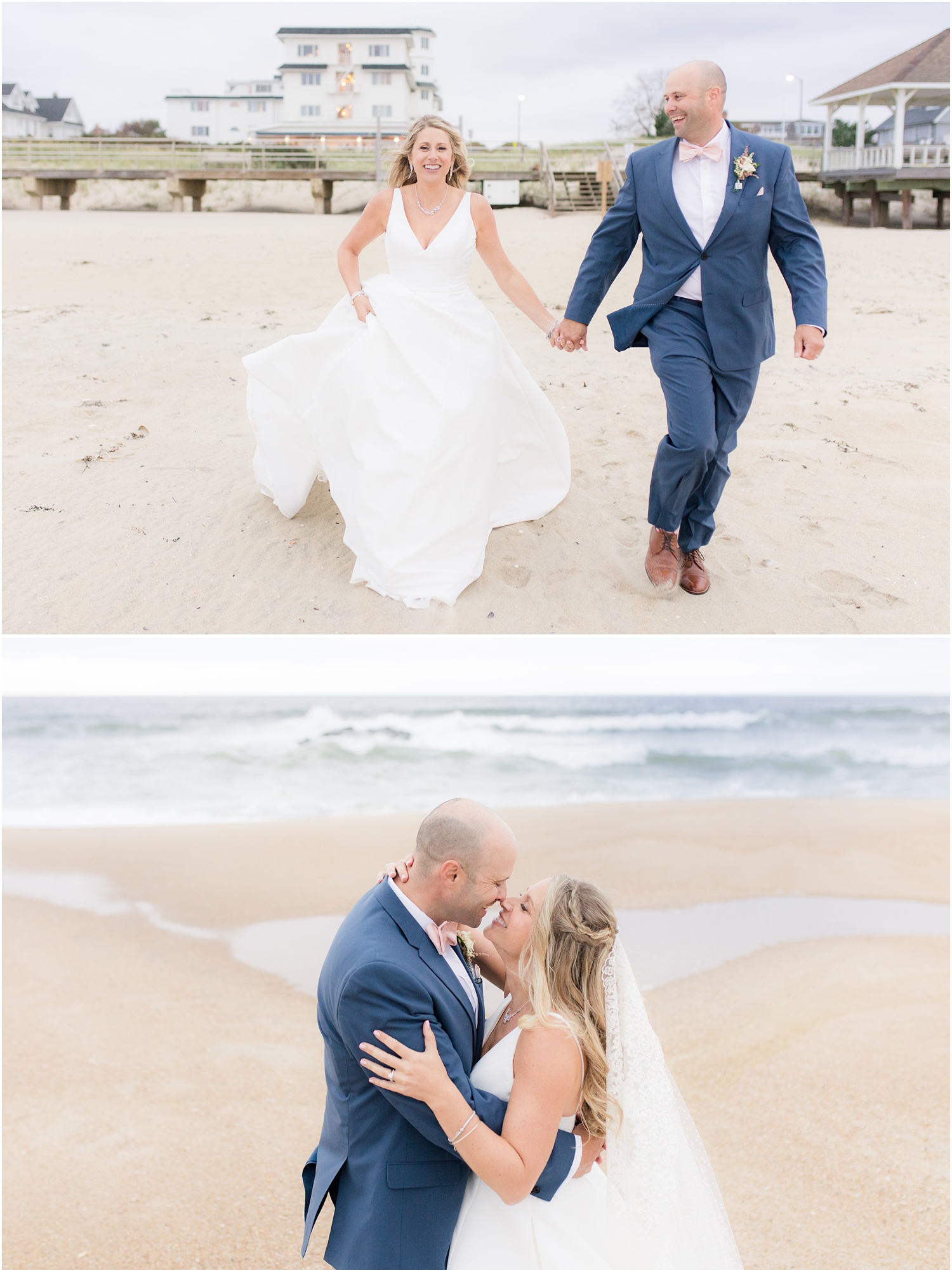 Fun wedding photos on the beach in Spring Lake, NJ.