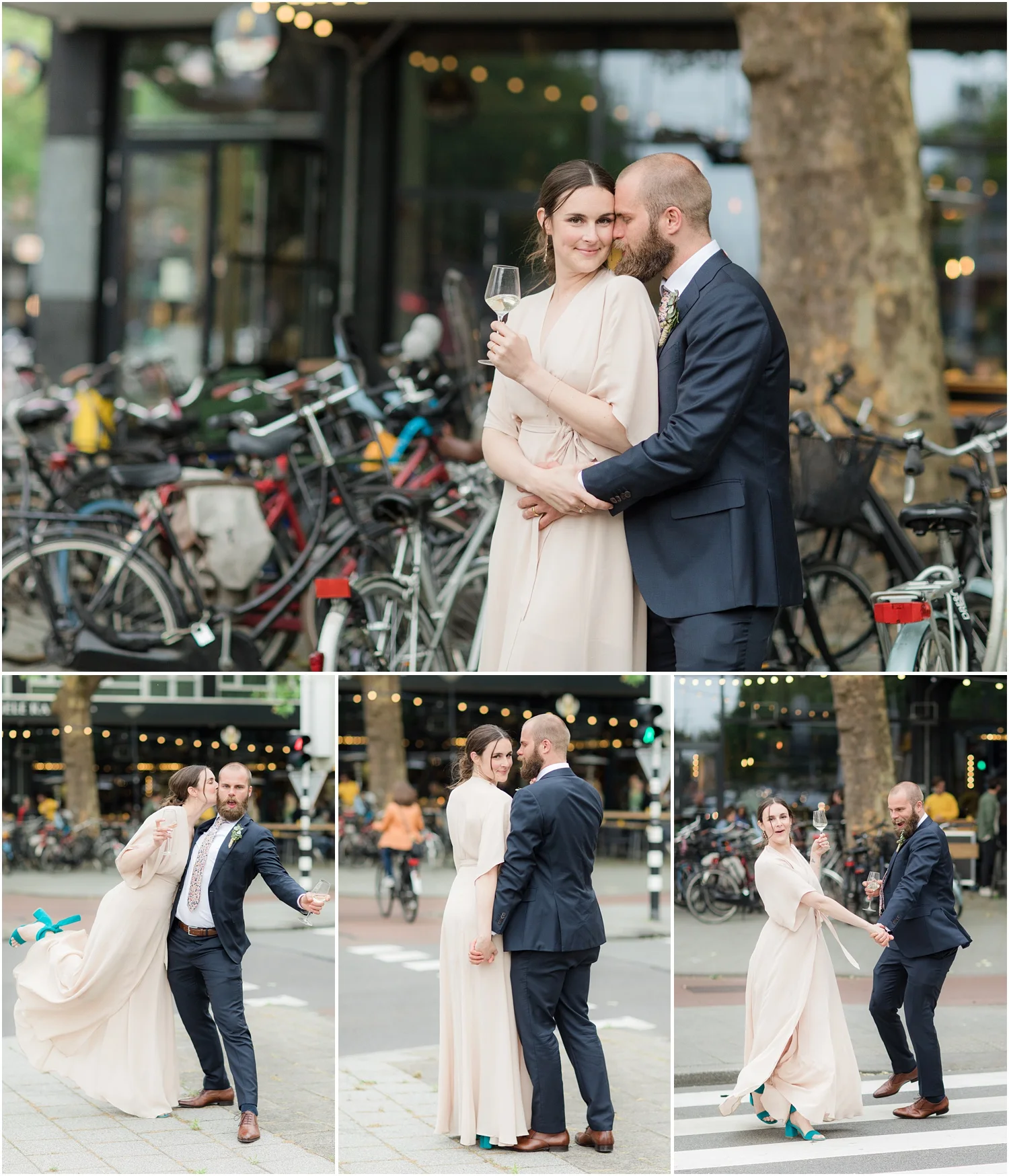 Fun Wedding photos on the streets of Rotterdam