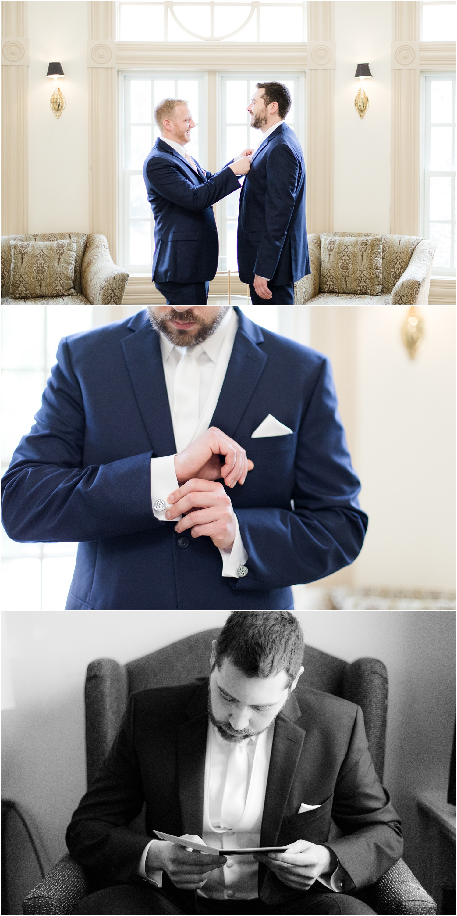 Groom prep at The Olde Mill Inn in Basking Ridge, NJ.
