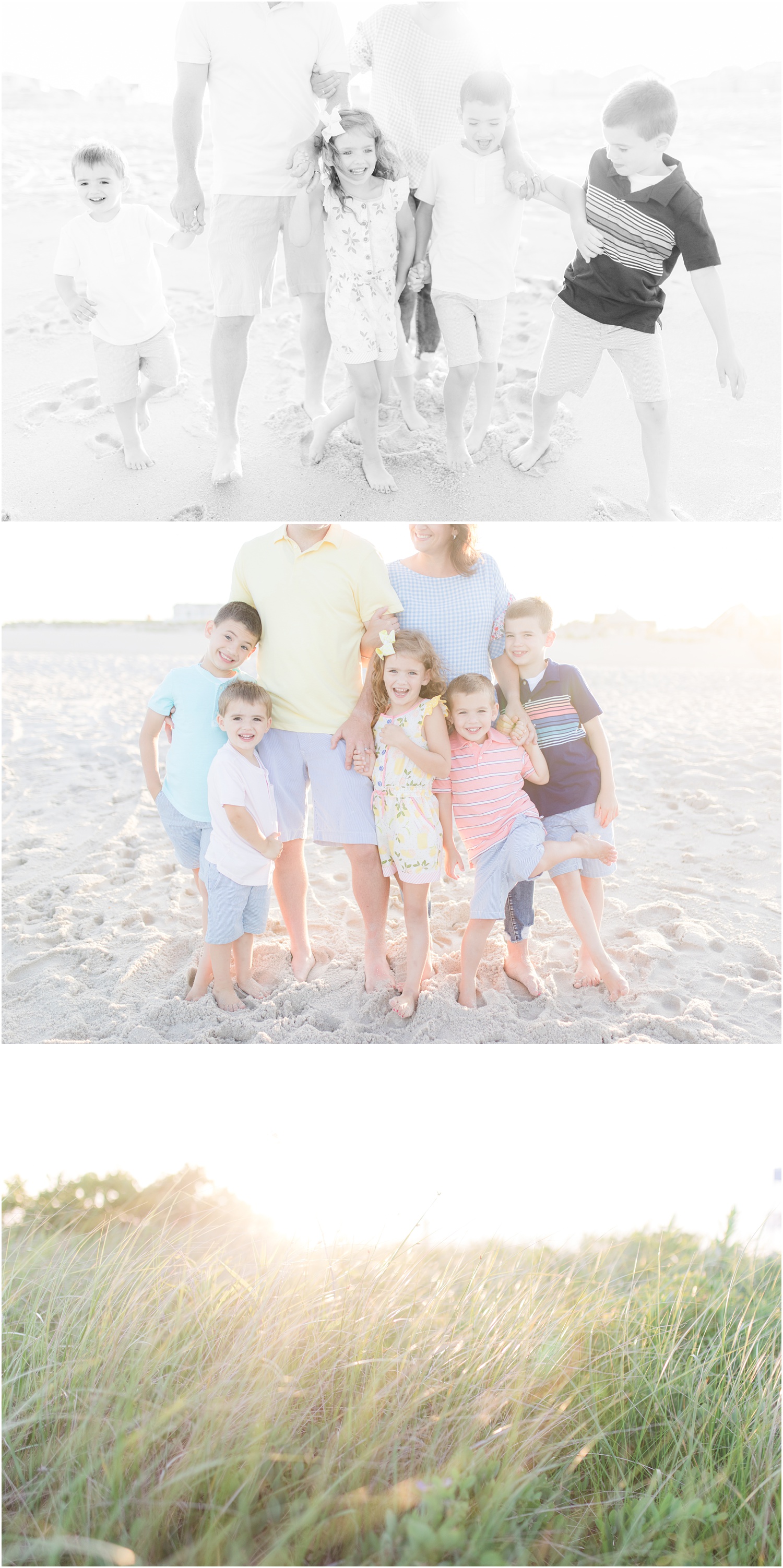 Sunny photos of a family by the ocean in Lavallette.