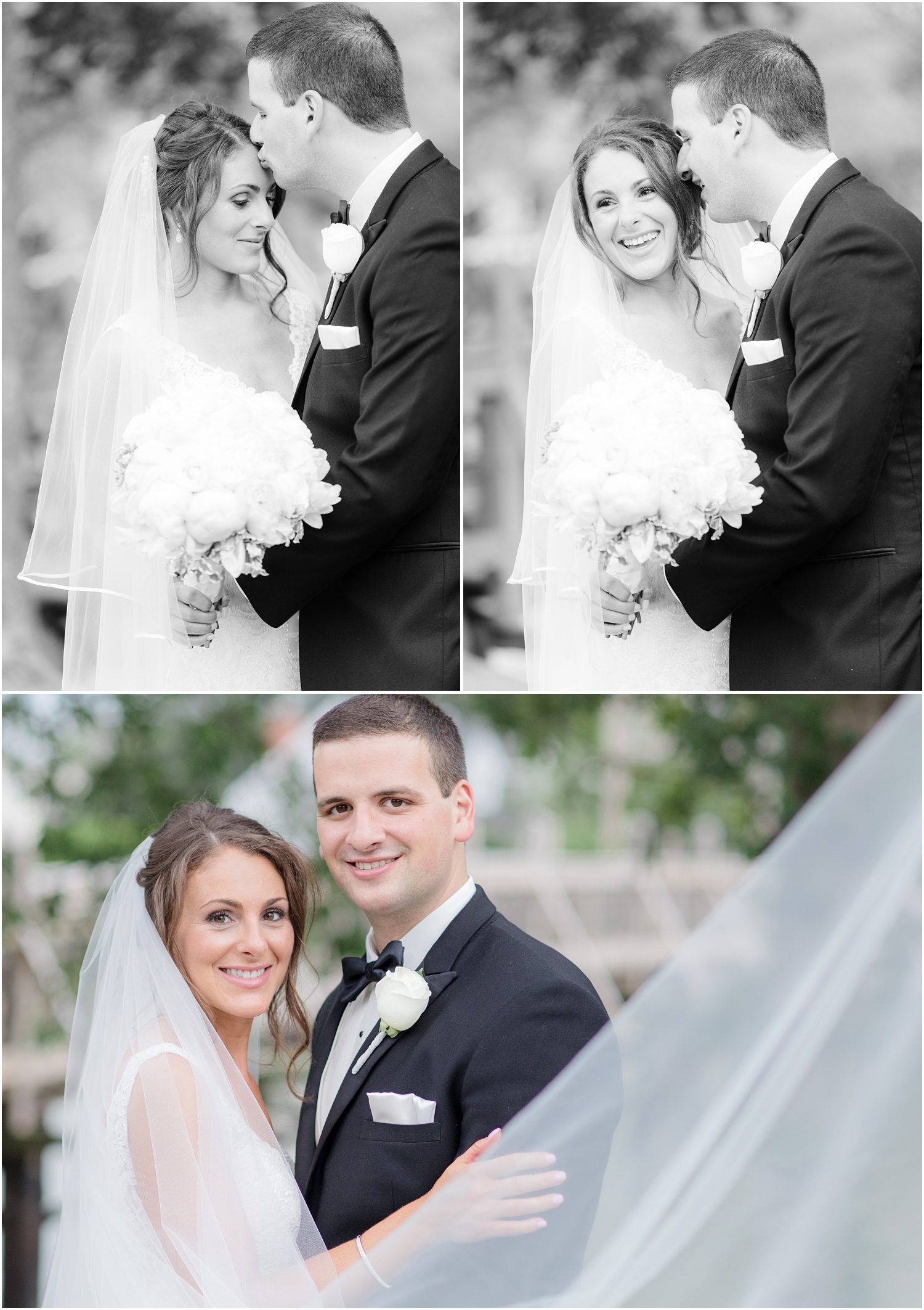 Classic elegant bride and groom portraits in the park. Spring Lake, NJ.