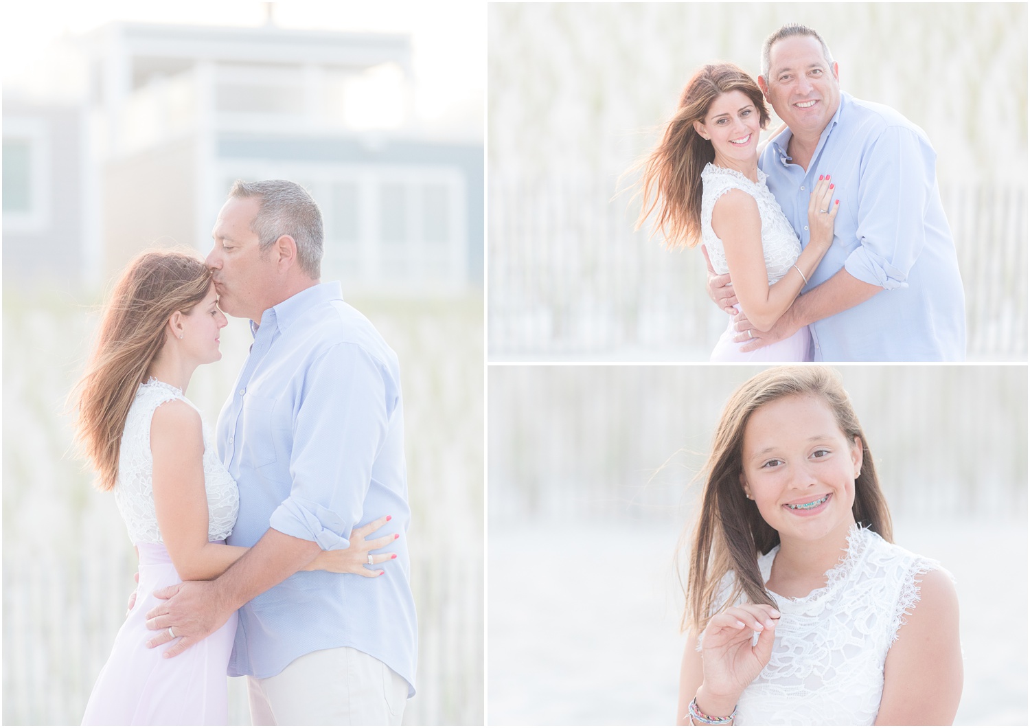 Family Beach photos with tulle dresses.