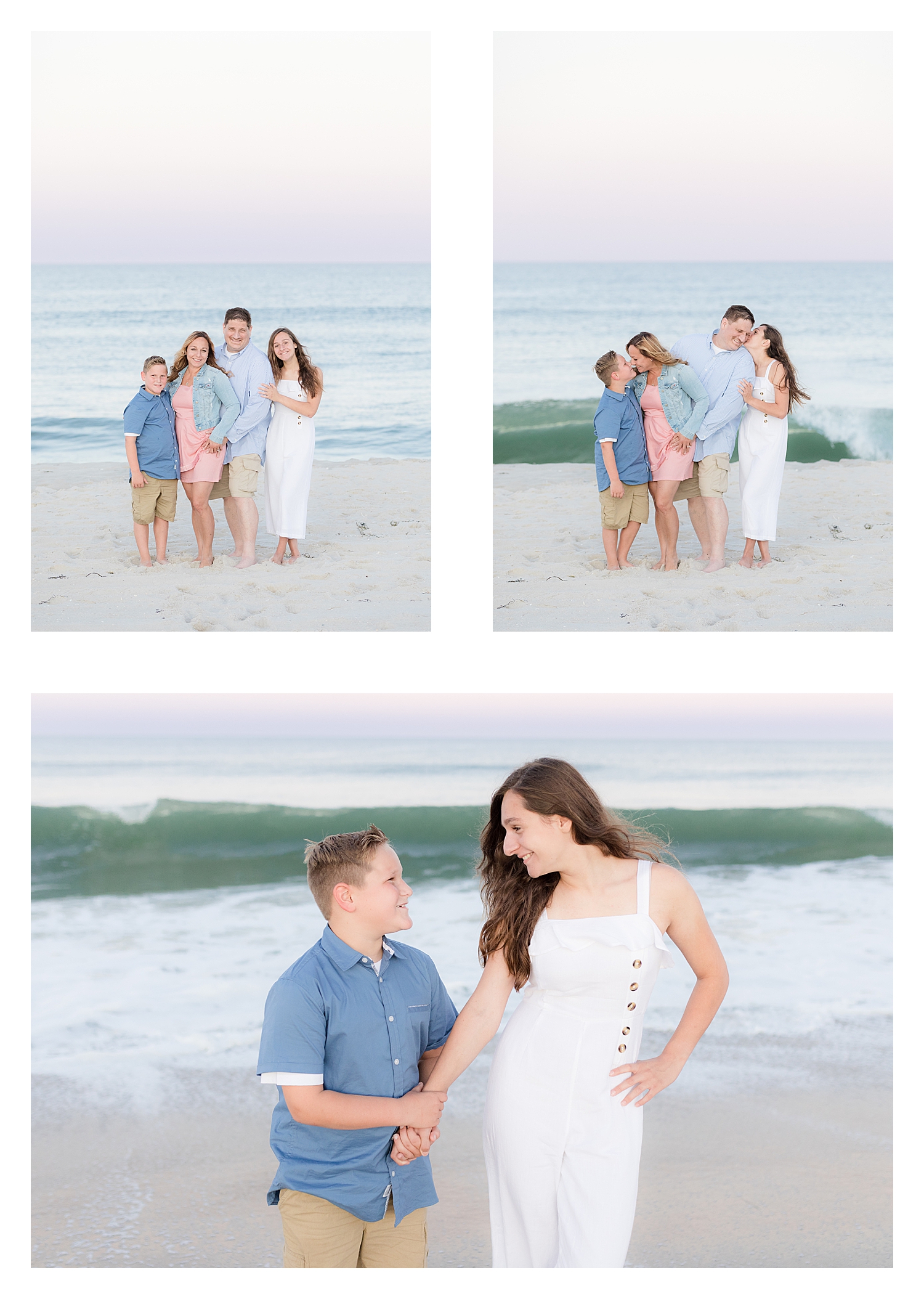 family photos at sunset at island beach state park