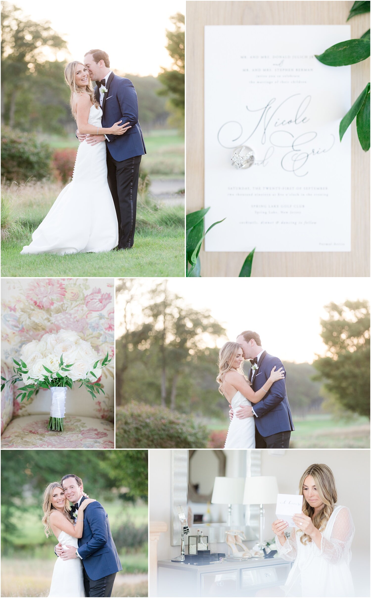 Images from a romantic wedding at Spring Lake Golf Club
