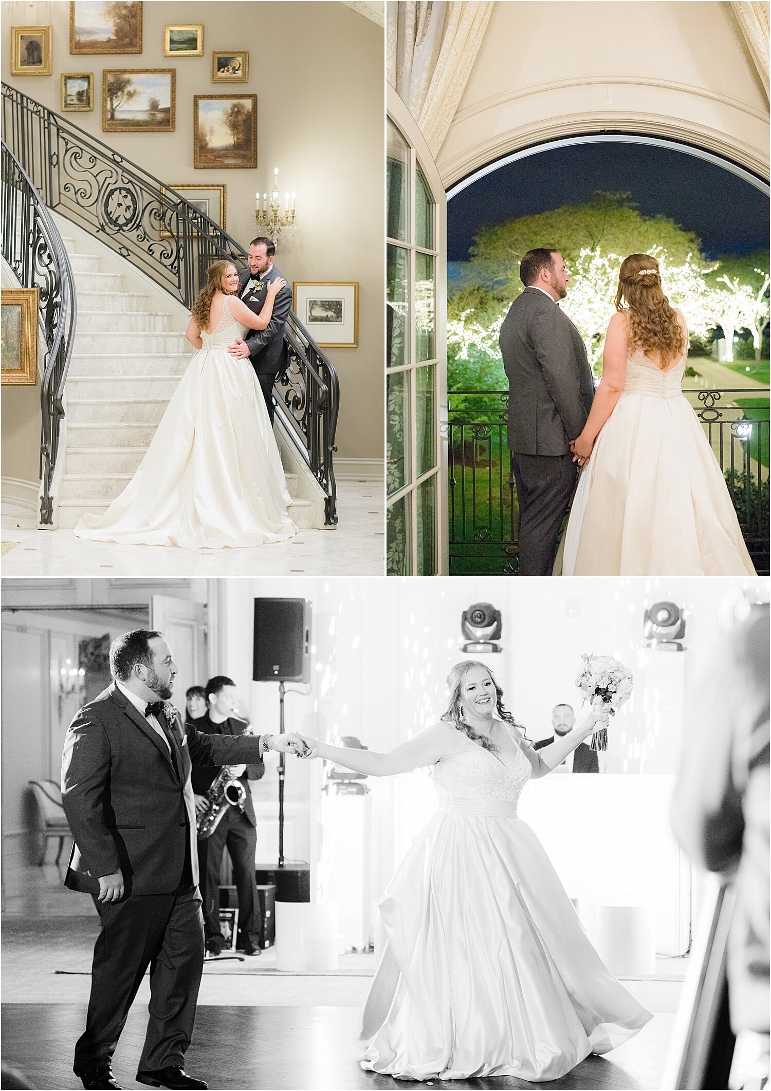 romantic photos on staircase at park chateau