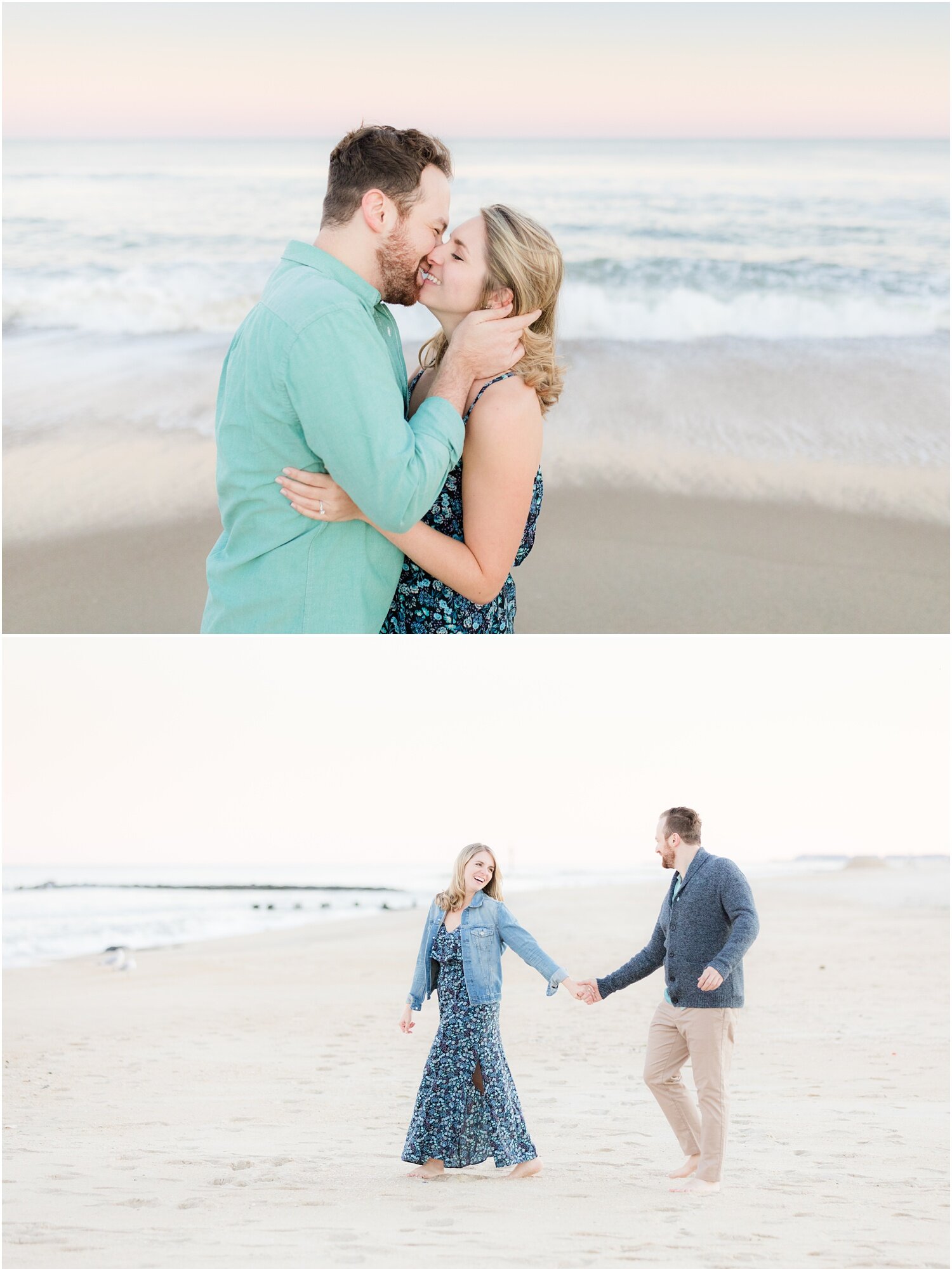 Romantic engagement photos on the beach in Spring Lake.
