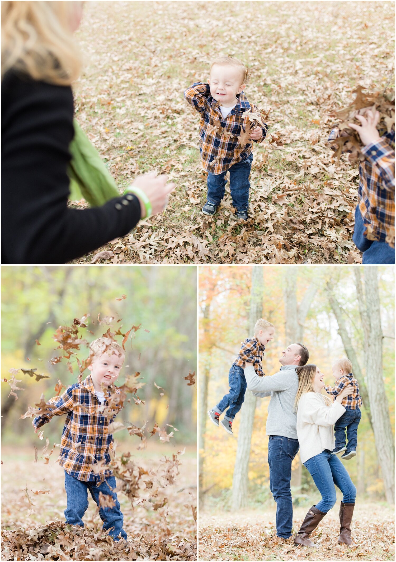 Fun family photos in the Fall at Allaire State Park.