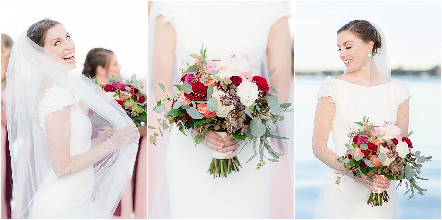 fall wedding bouquet at oyster point marina