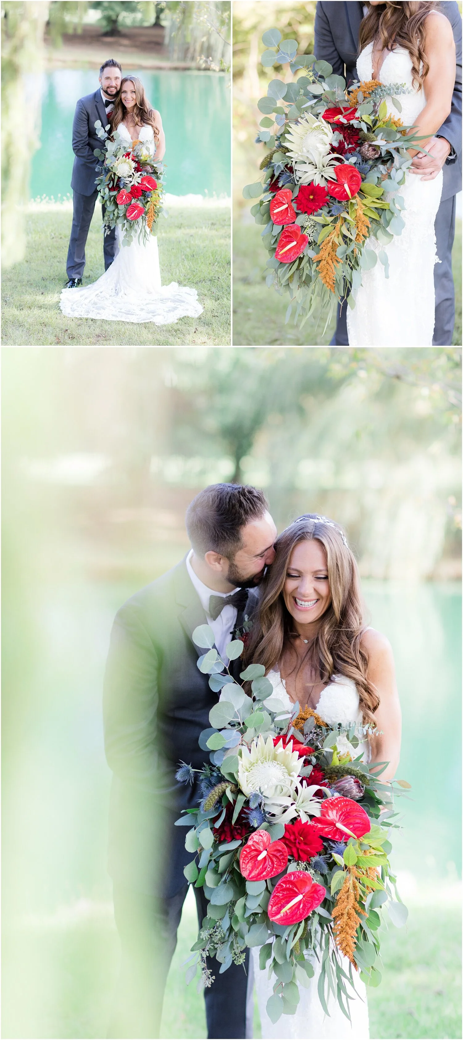 Romantic lakeside wedding photos at Windows on the Water at Frogbridge.