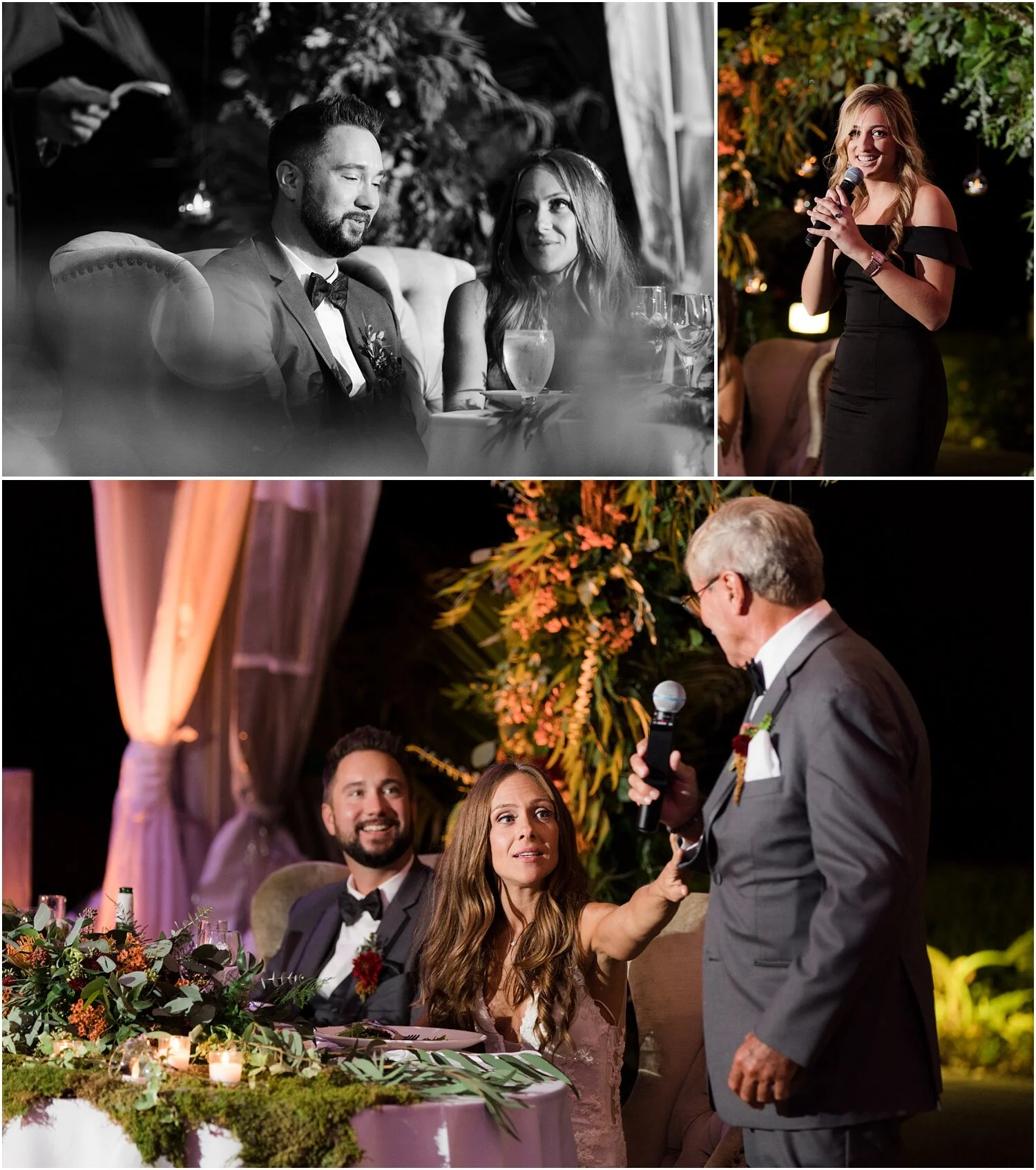 best man and maid of honor speeches at tented reception at windows on the water frogbridge.