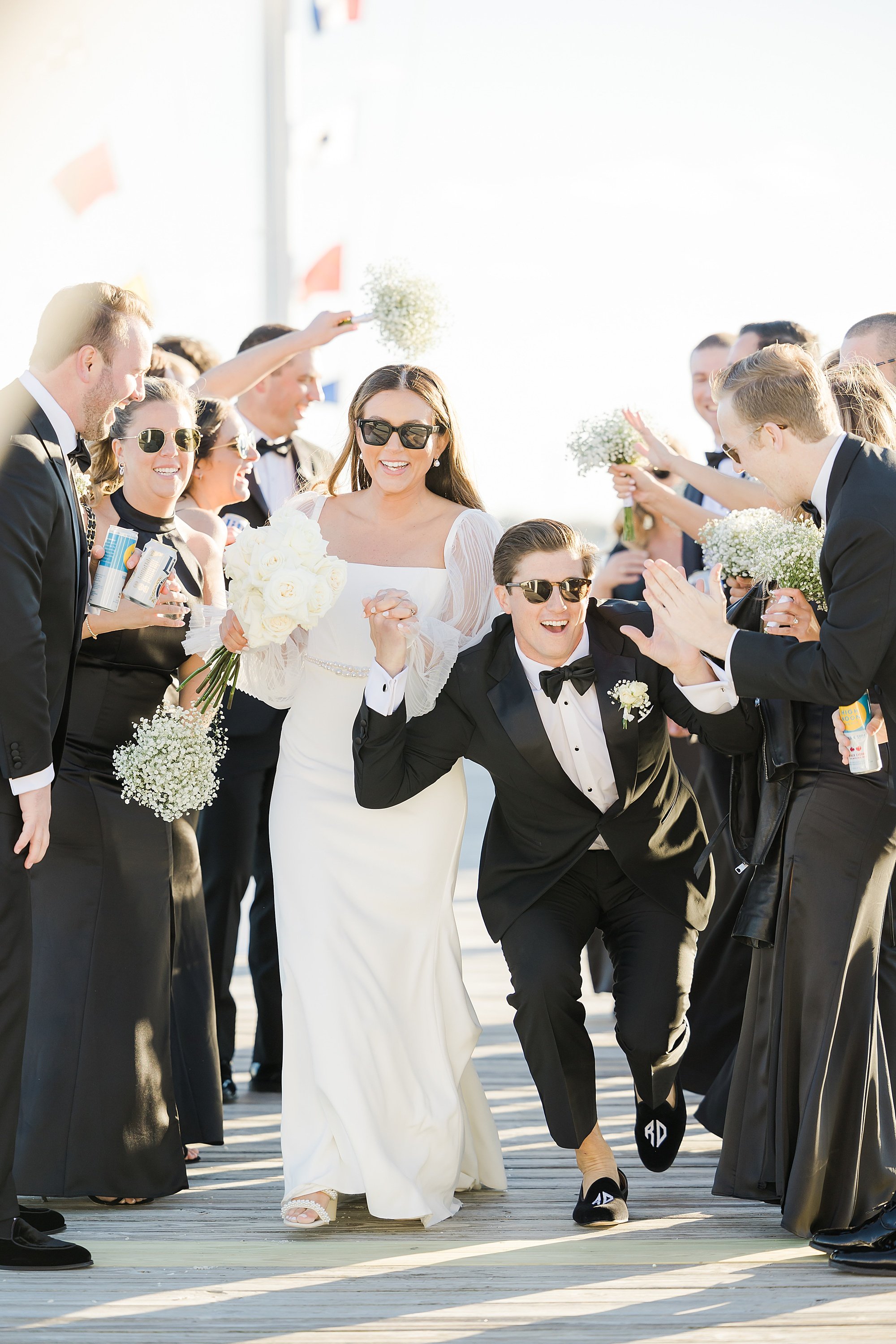 fun bridal party photo with sunglasses at Bay Head Yacht Club