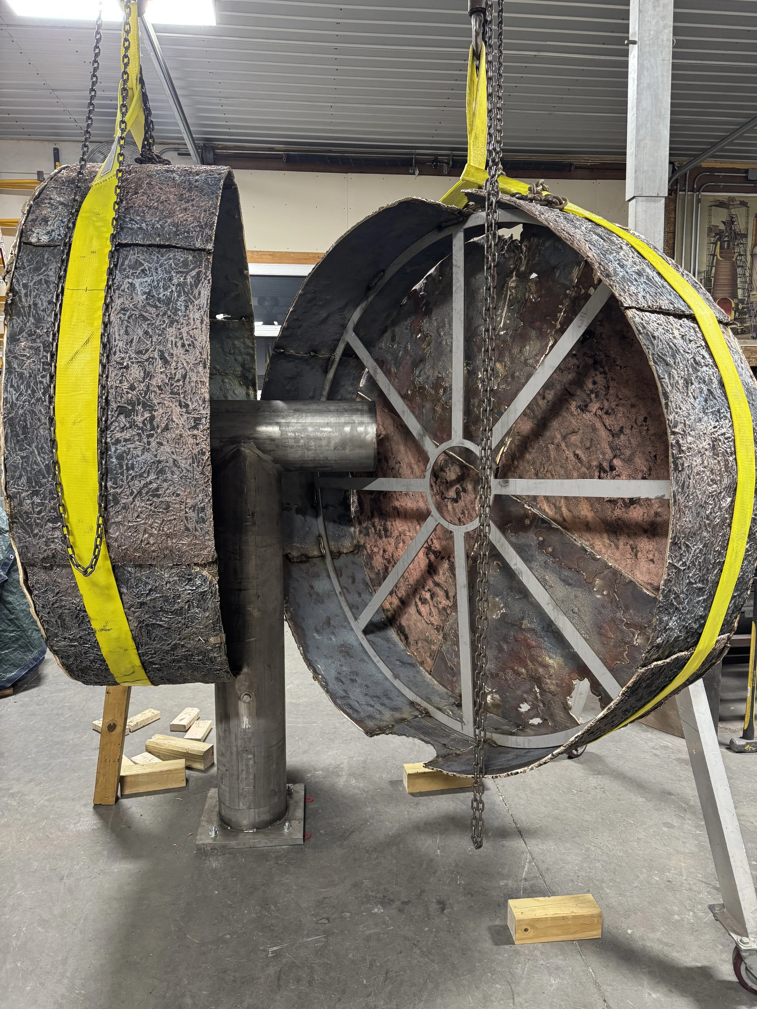  in studio assembly, showing stainless steel structural design          