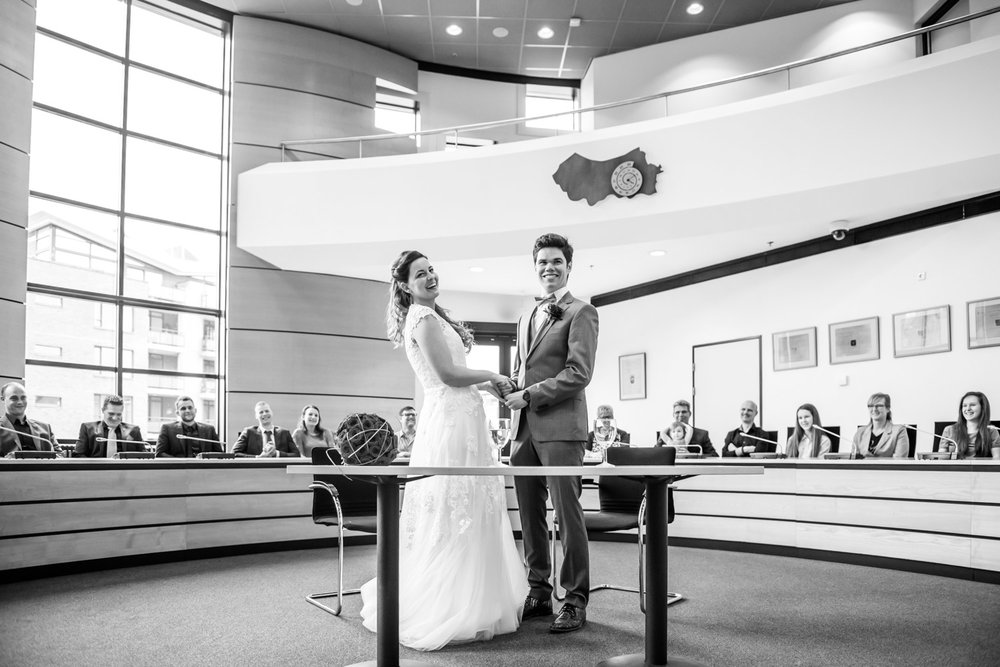 Trouwfotografie in Zevenbergen, het jawoord tijdens de ceremonie