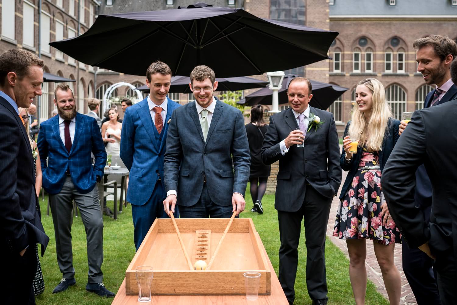 An international wedding couple-orgnised old dutch games