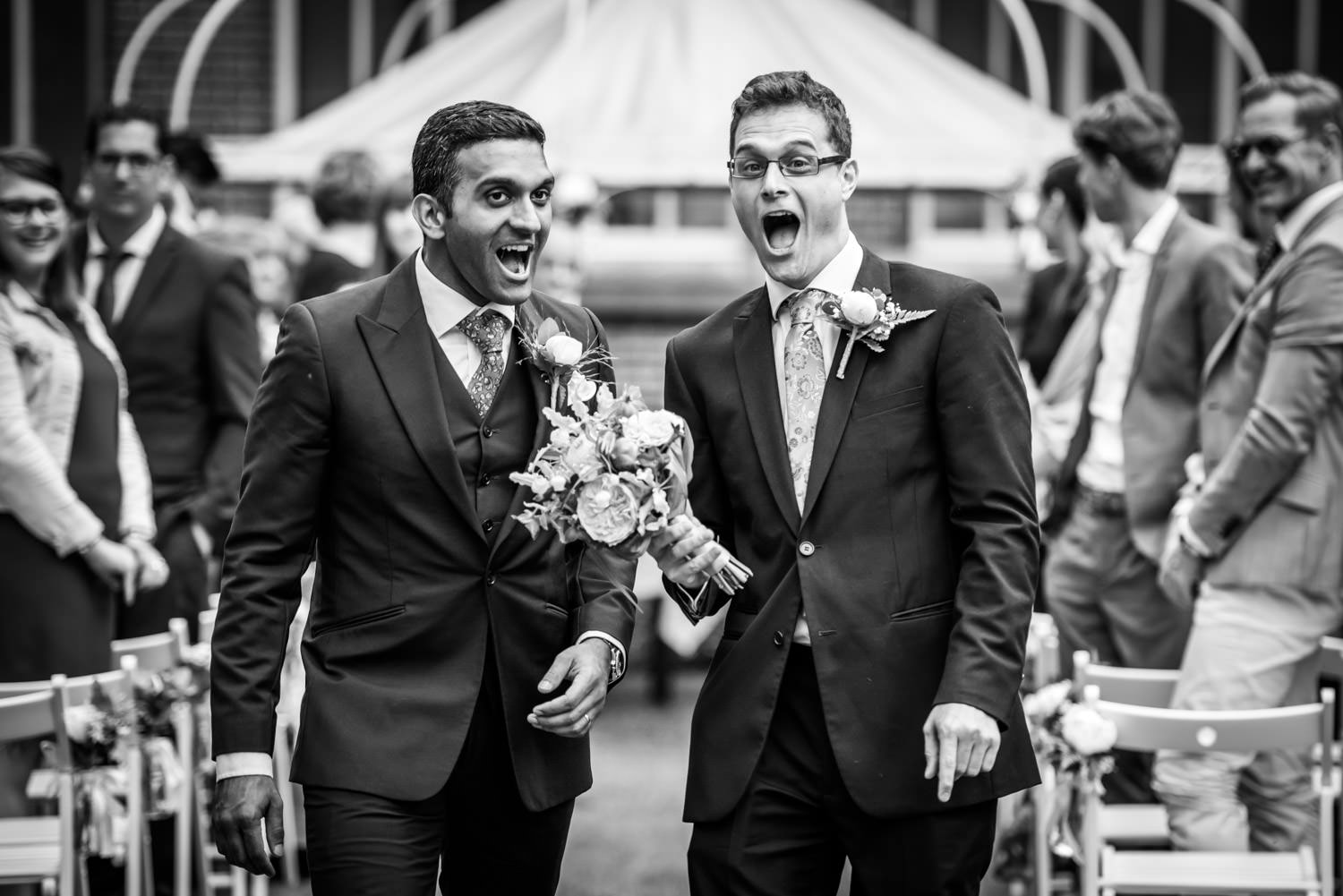 crazy best men during the end of the wedding
