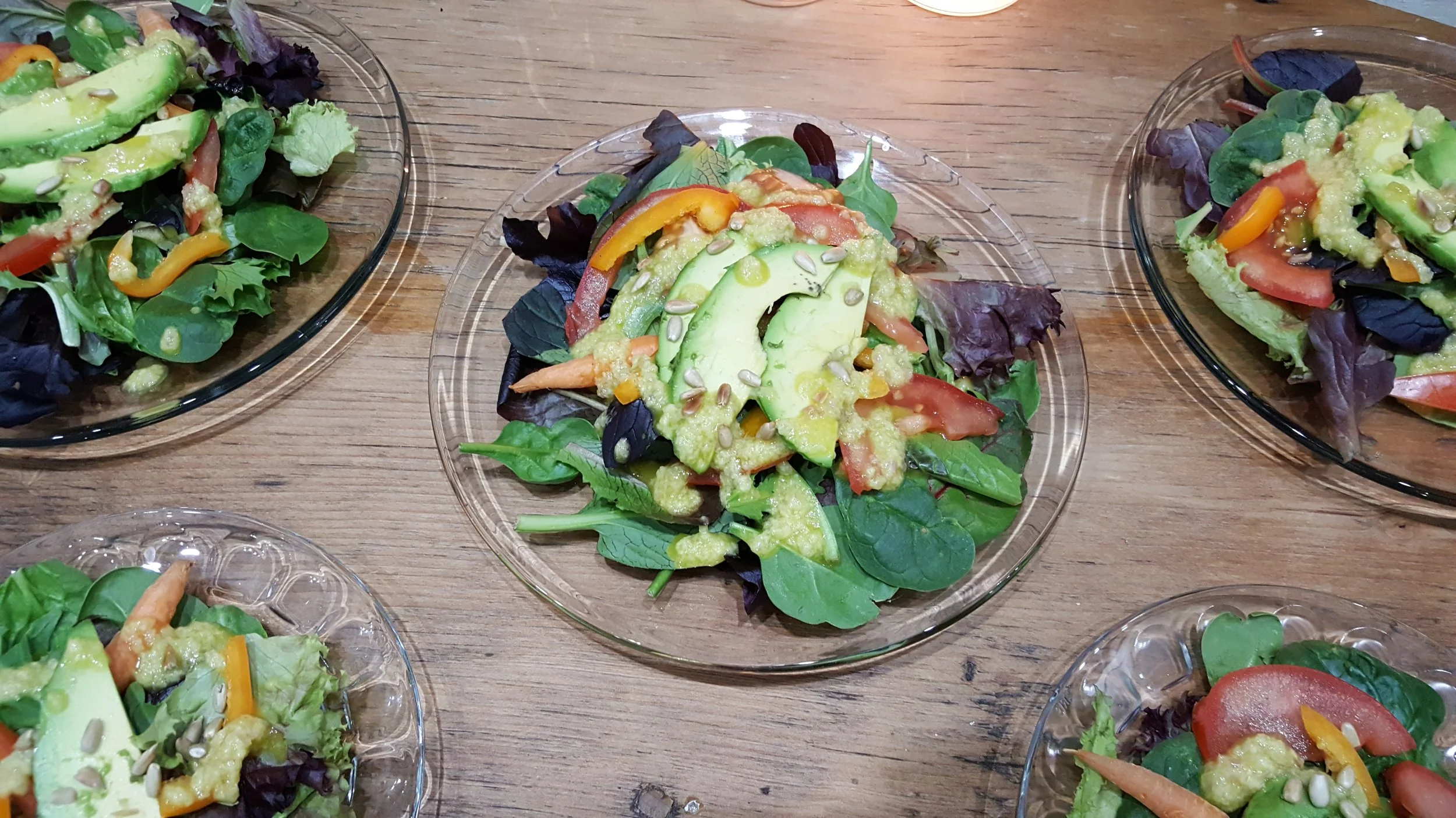 Salads with fresh greens from our garden