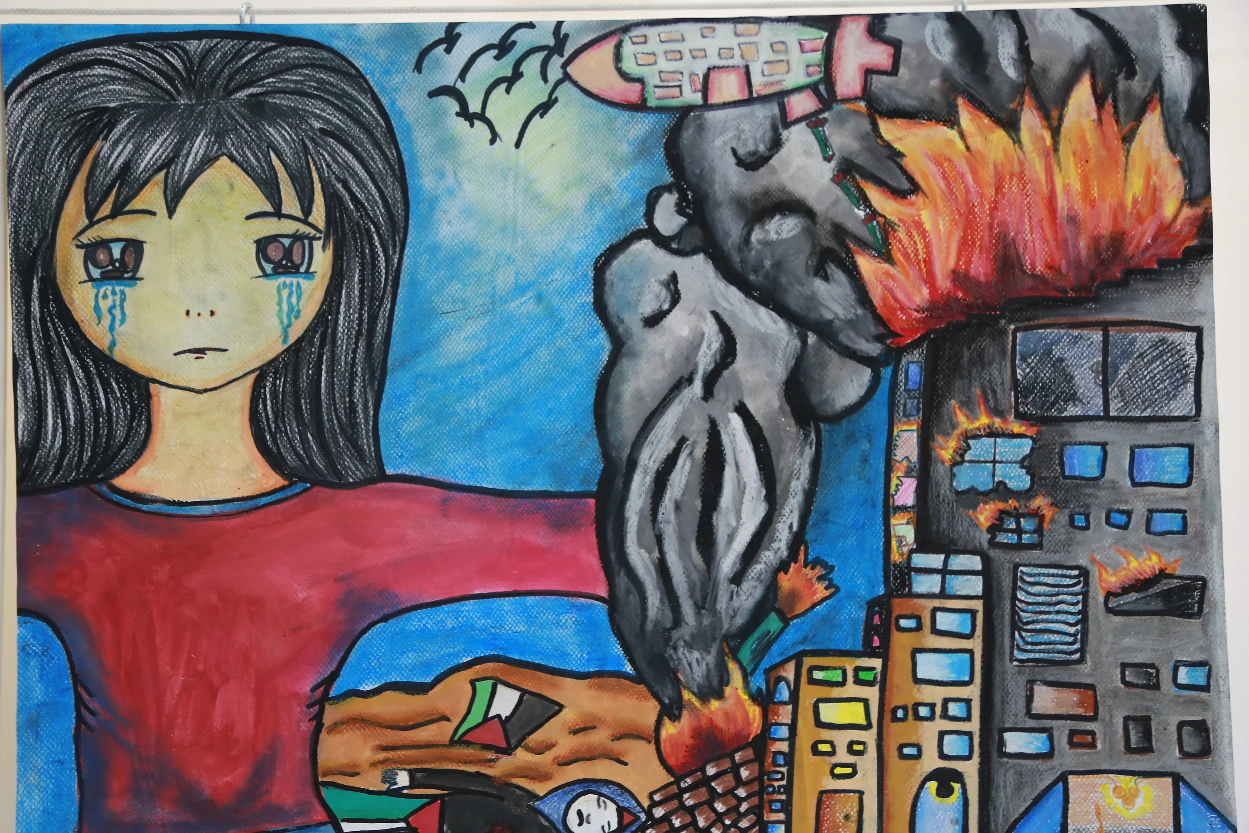 A painting by a Palestine refugee student created during an UNRWA art therapy session