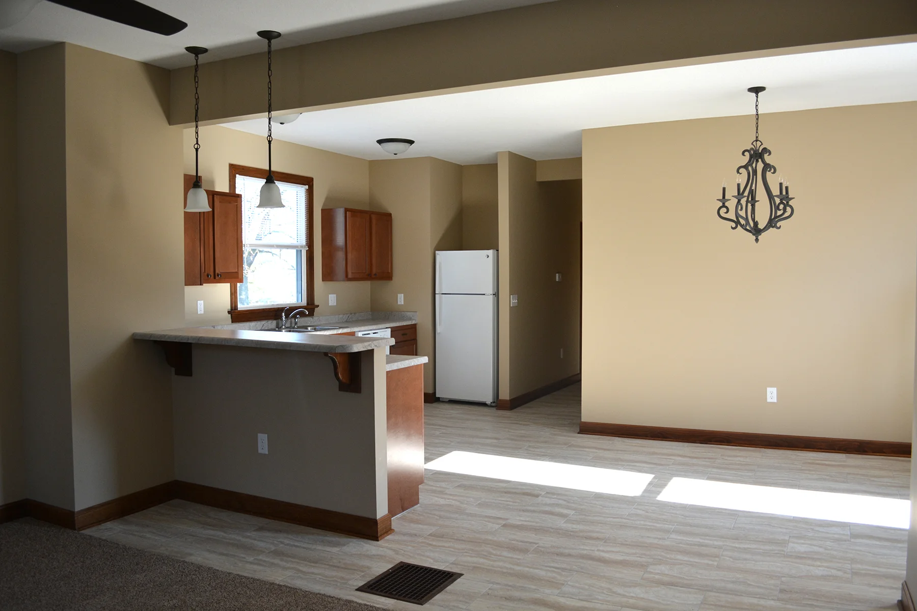 AFTER: From living, looking into kitchen