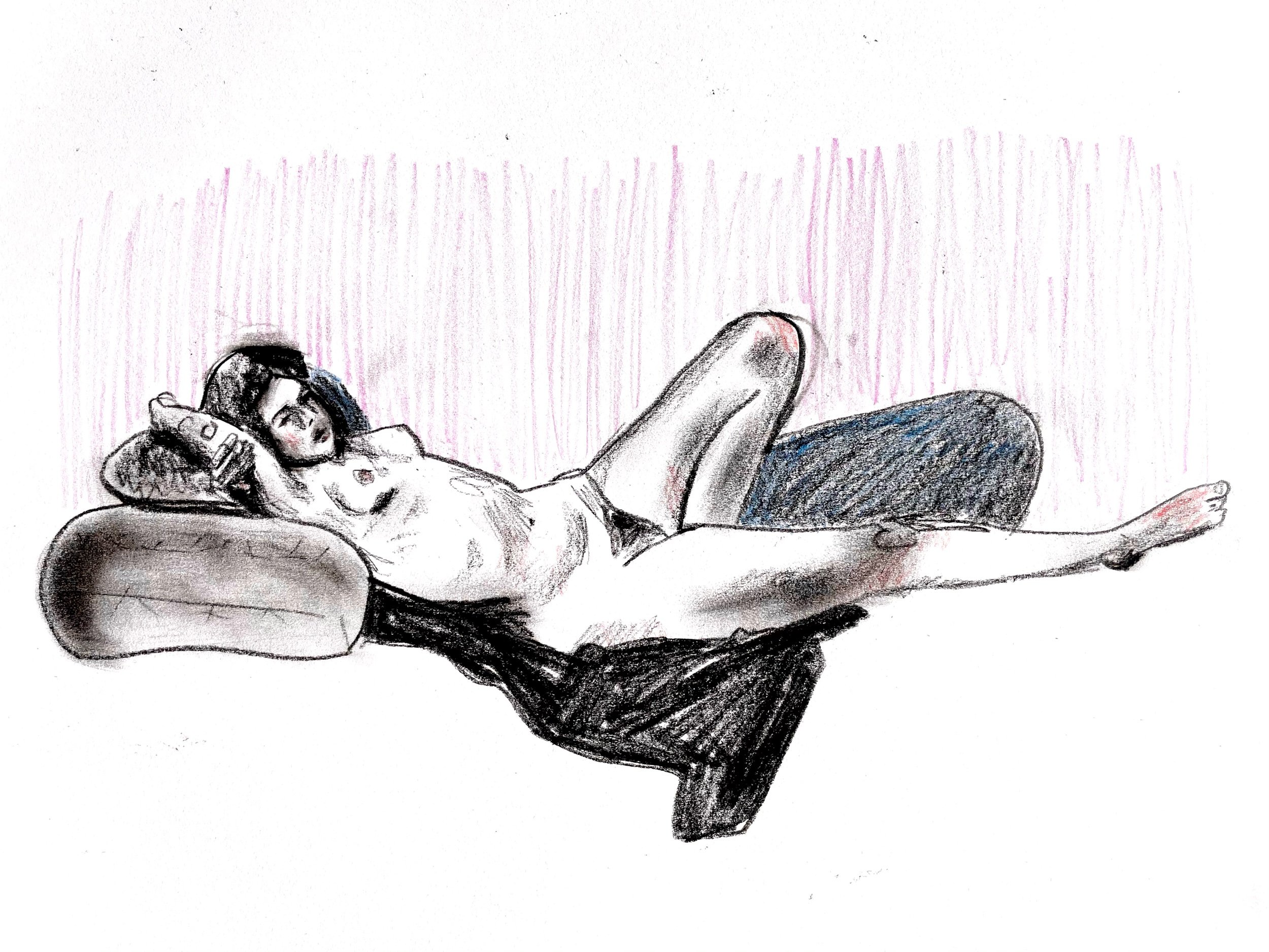 Charcoal, colored pencil and chalk pastel on paper, 27 x 35.5cm (2022)