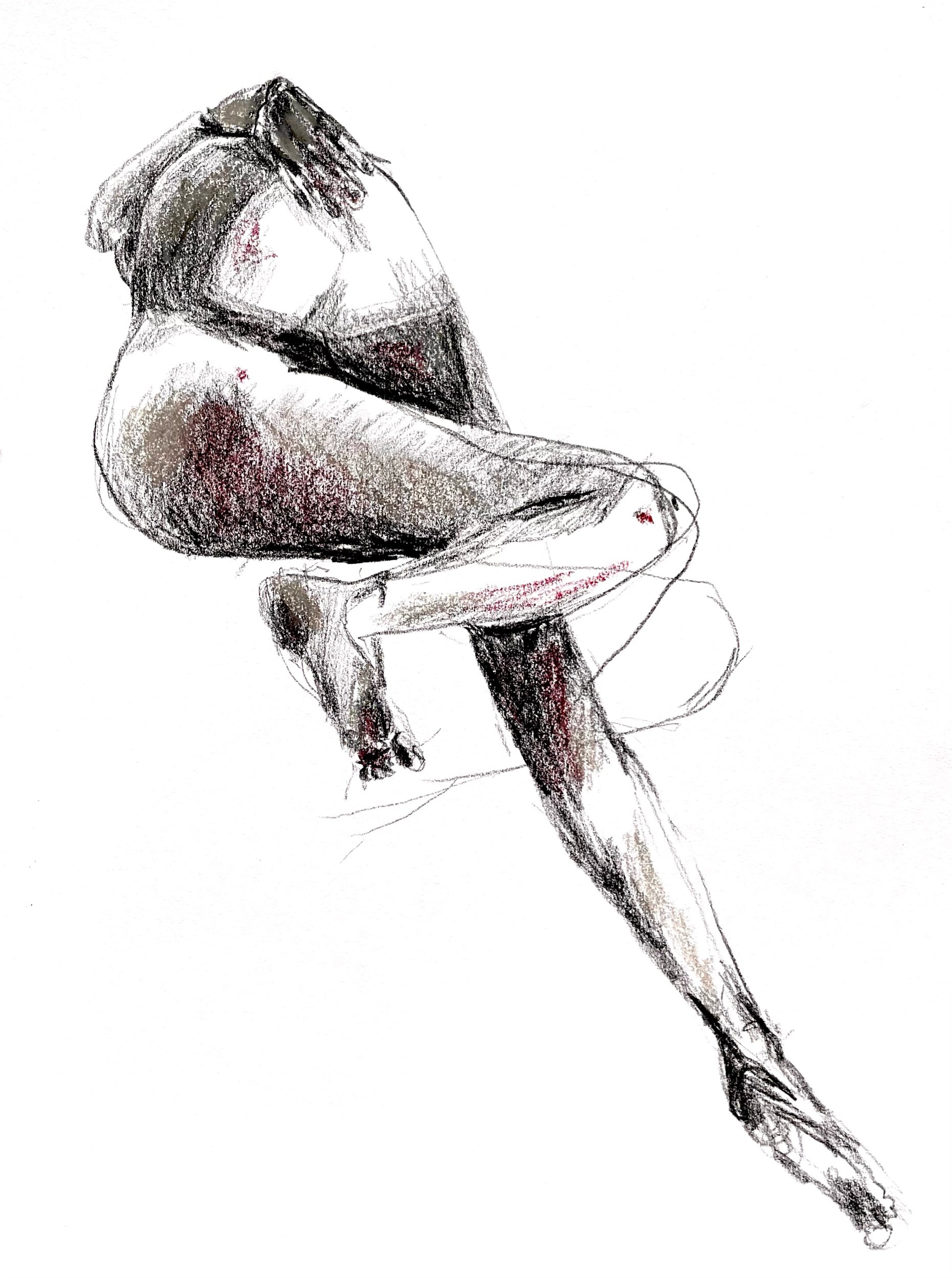 Charcoal and chalk pastel on paper, 27 x 35.5cm (2022)