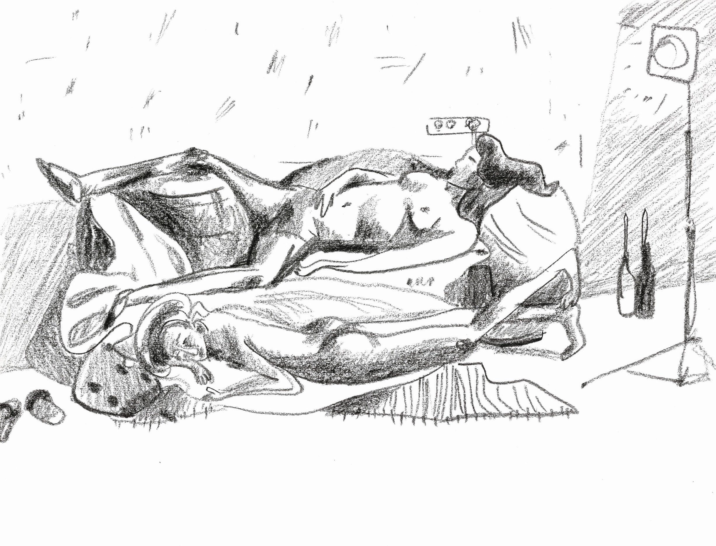 Charcoal on paper, 27 x 35.5cm (2021) This drawing is also available as a print