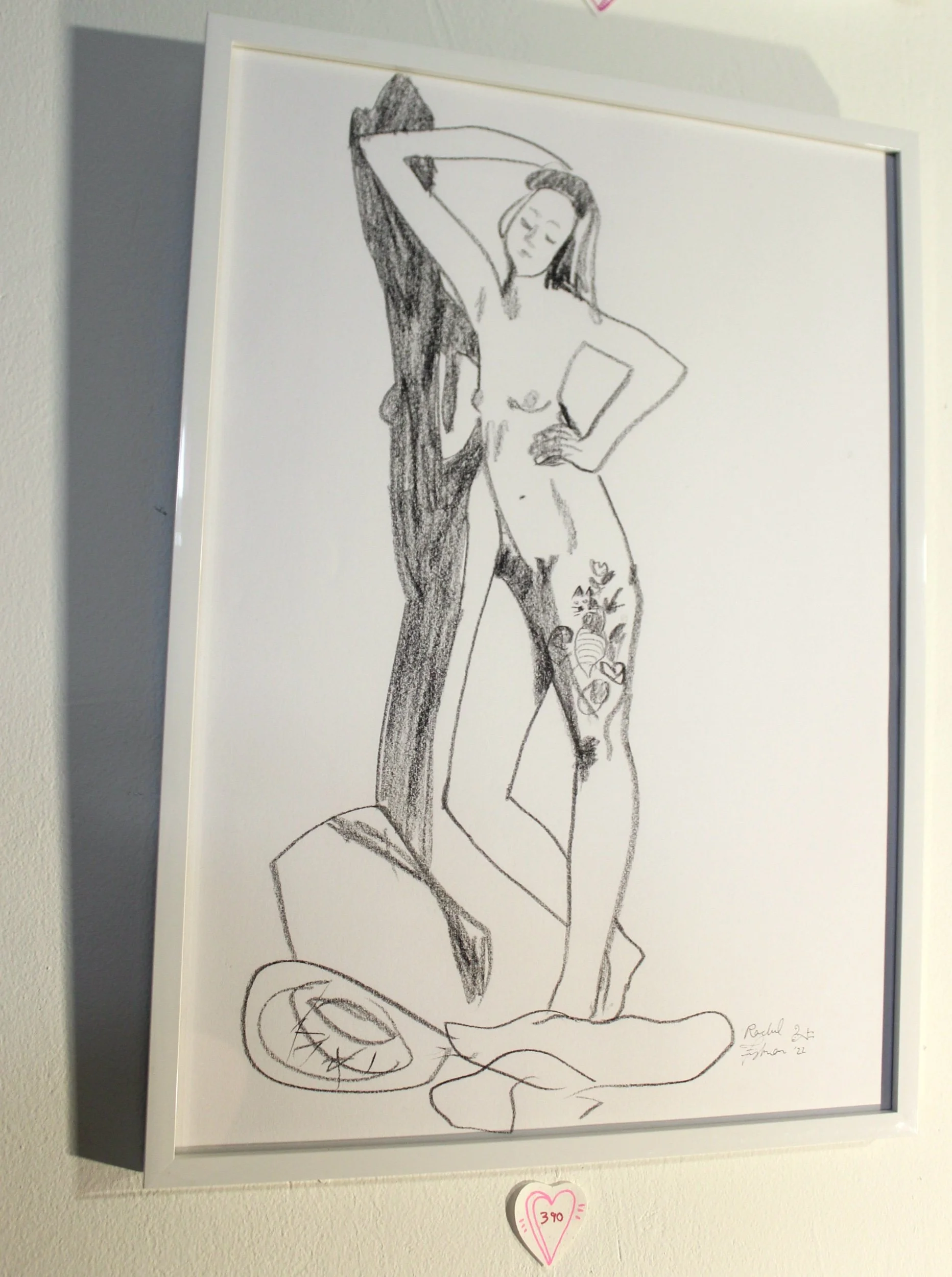  Charcoal pencil on paper  29.7x42cm / 11.69x16.54in  390NIS / 127USD  This item comes framed 