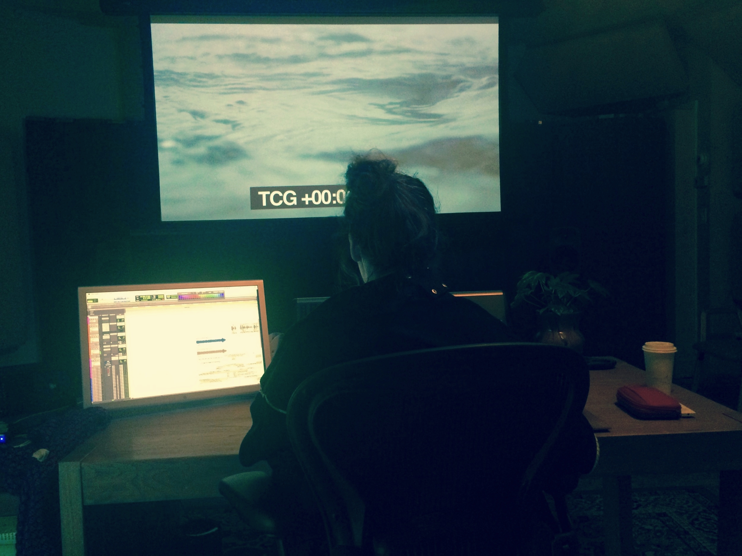 Gisela works on the final sound mix in Brooklyn, NY.