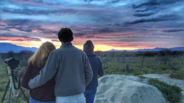 From the left, Clare, Cameron and Rachel watching the sunset near Cafayate Argentina.