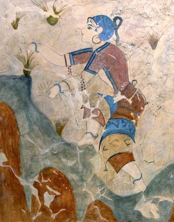 Minoan woman picking saffron, from a fresco on the island of Thera