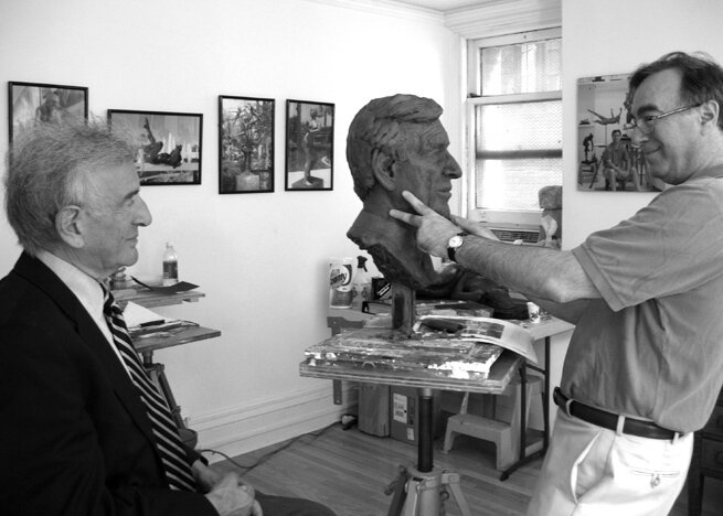  Working on the clay model of the original life-size bust, New York City. 