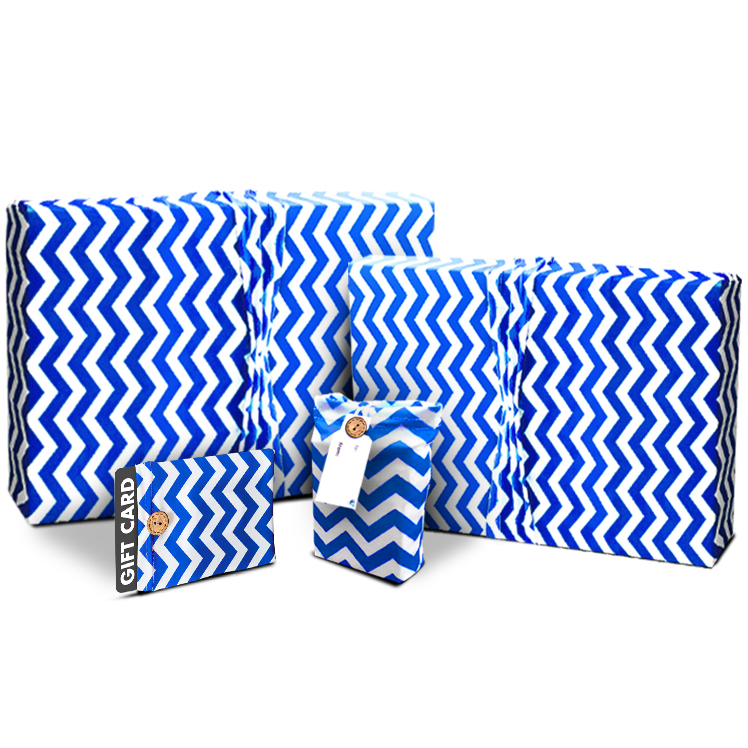 Hanukkah Blue & White Chevron Gift Wrap & Gift Card Holder Set