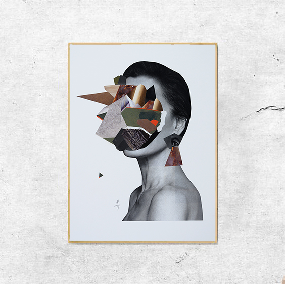 Original Analog Paper Collage Art "Faceless".