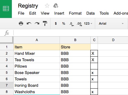 Example of what my Google Sheets looked like! 