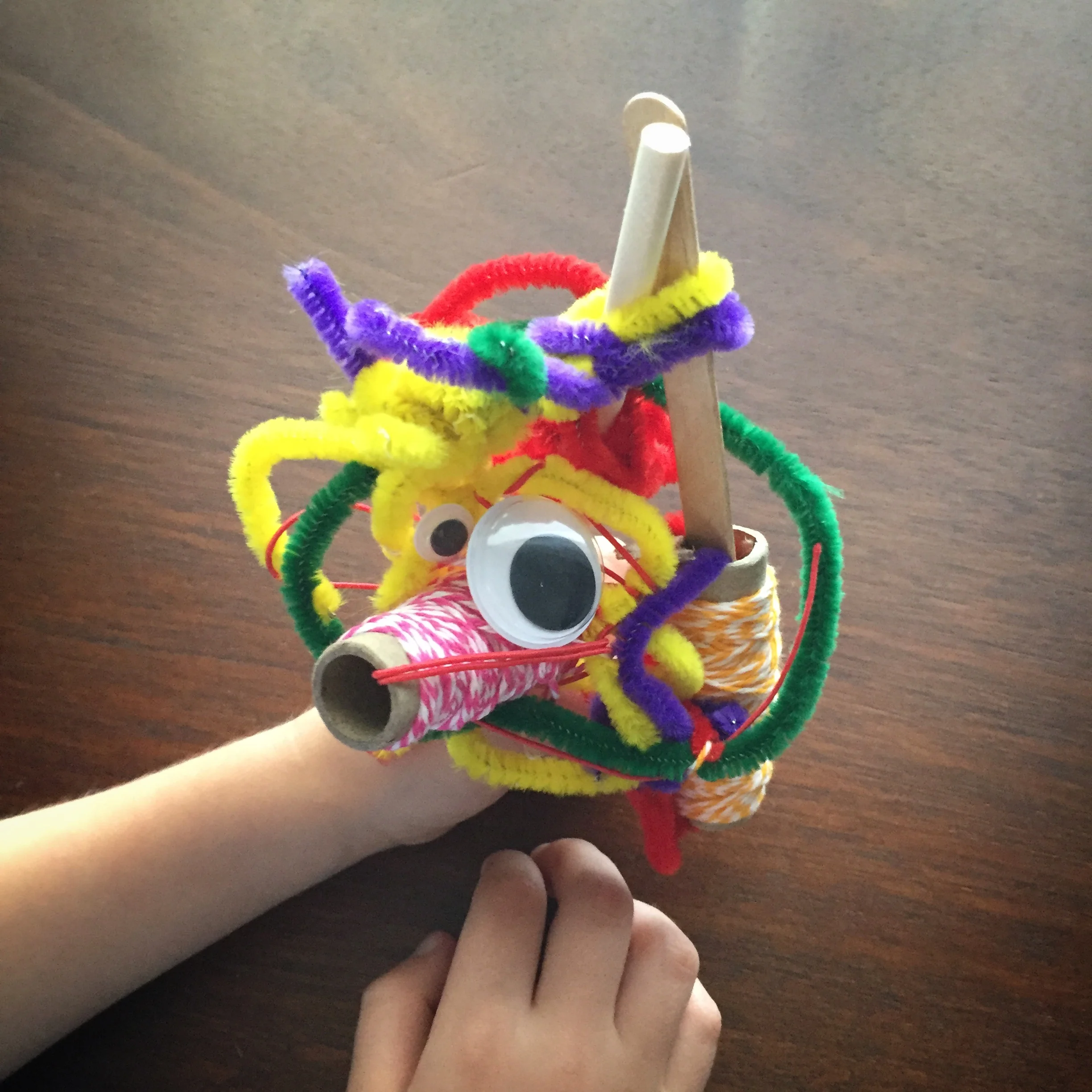 A "unicorn" my son created out of random items at home