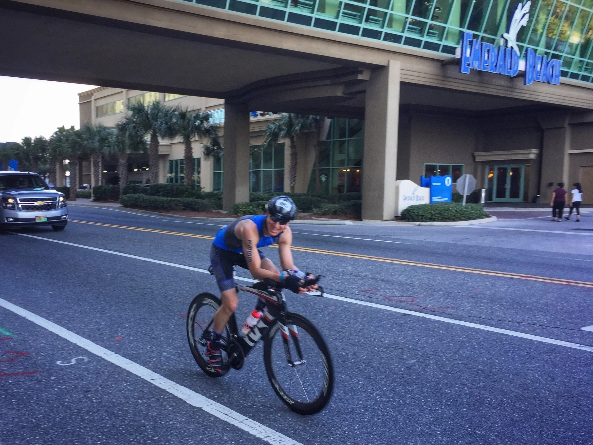 Chris finishing up the 112-mile bike race
