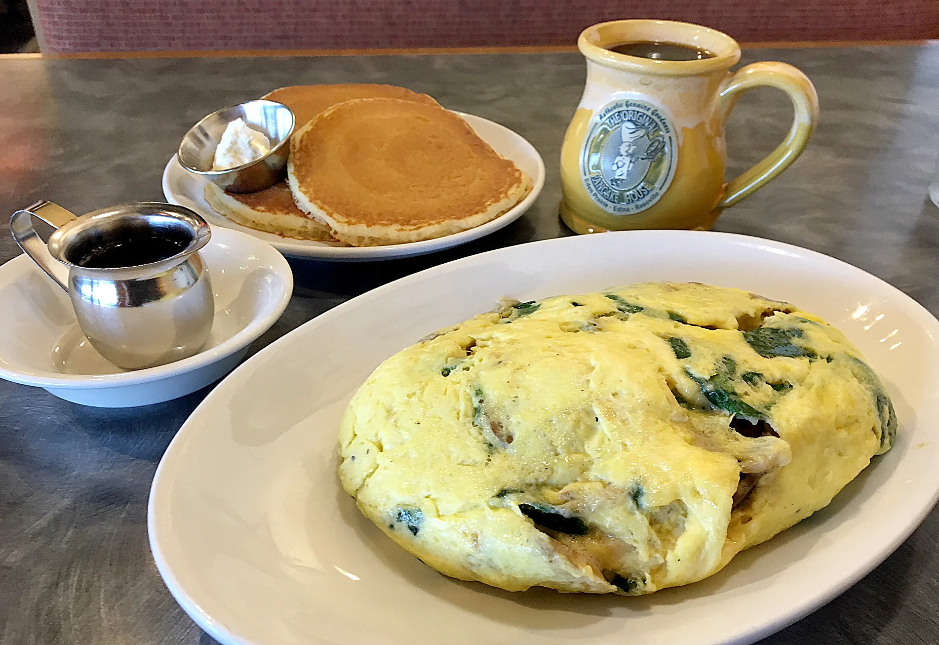 I woke up early the next morning, so I asked my old buddy Trip Advisor to find me the best local breakfast spot. I ended up with this soufflé omelet and pancakes. I’m still full.
