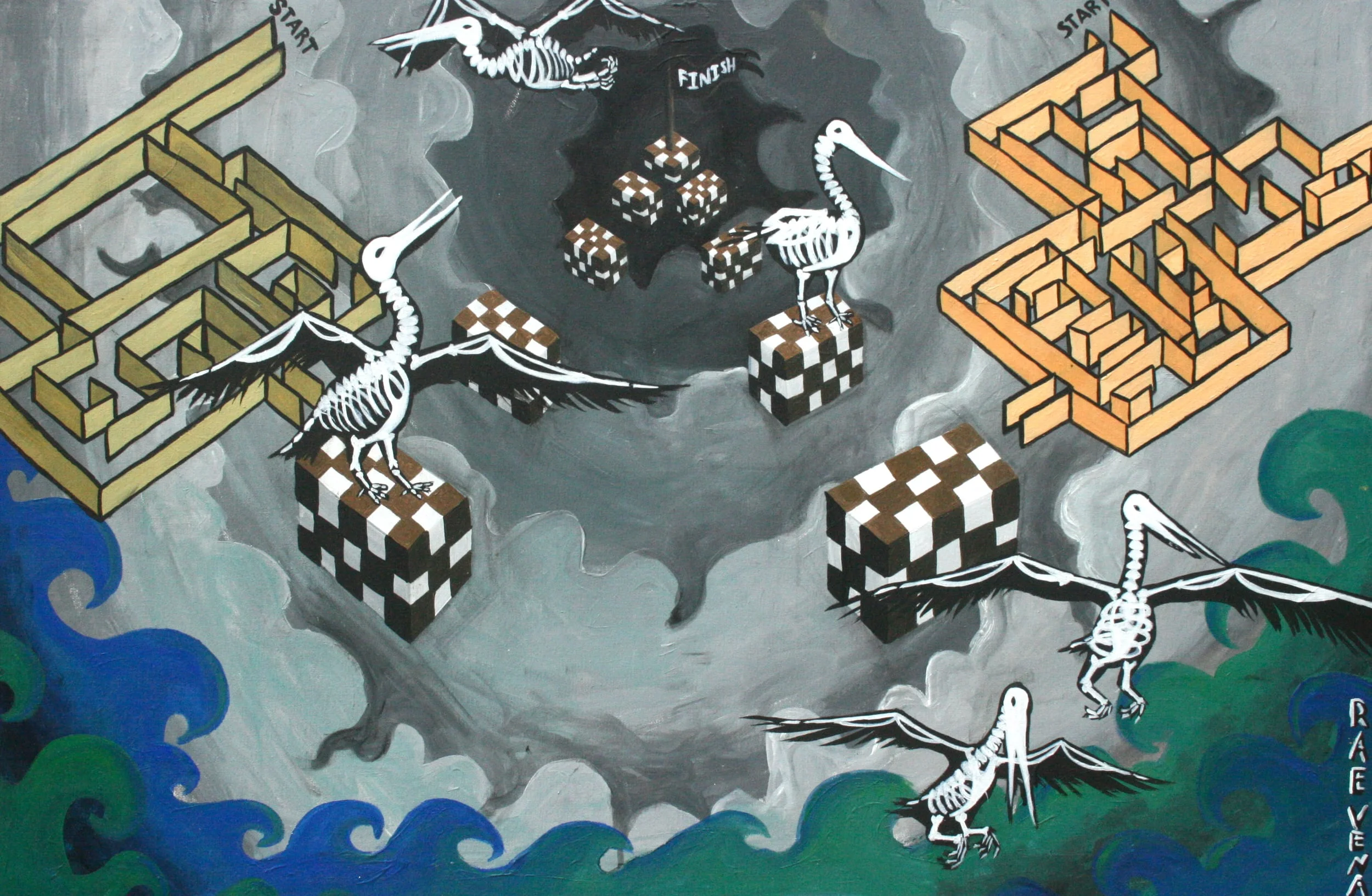 Pelican skeleton maze game