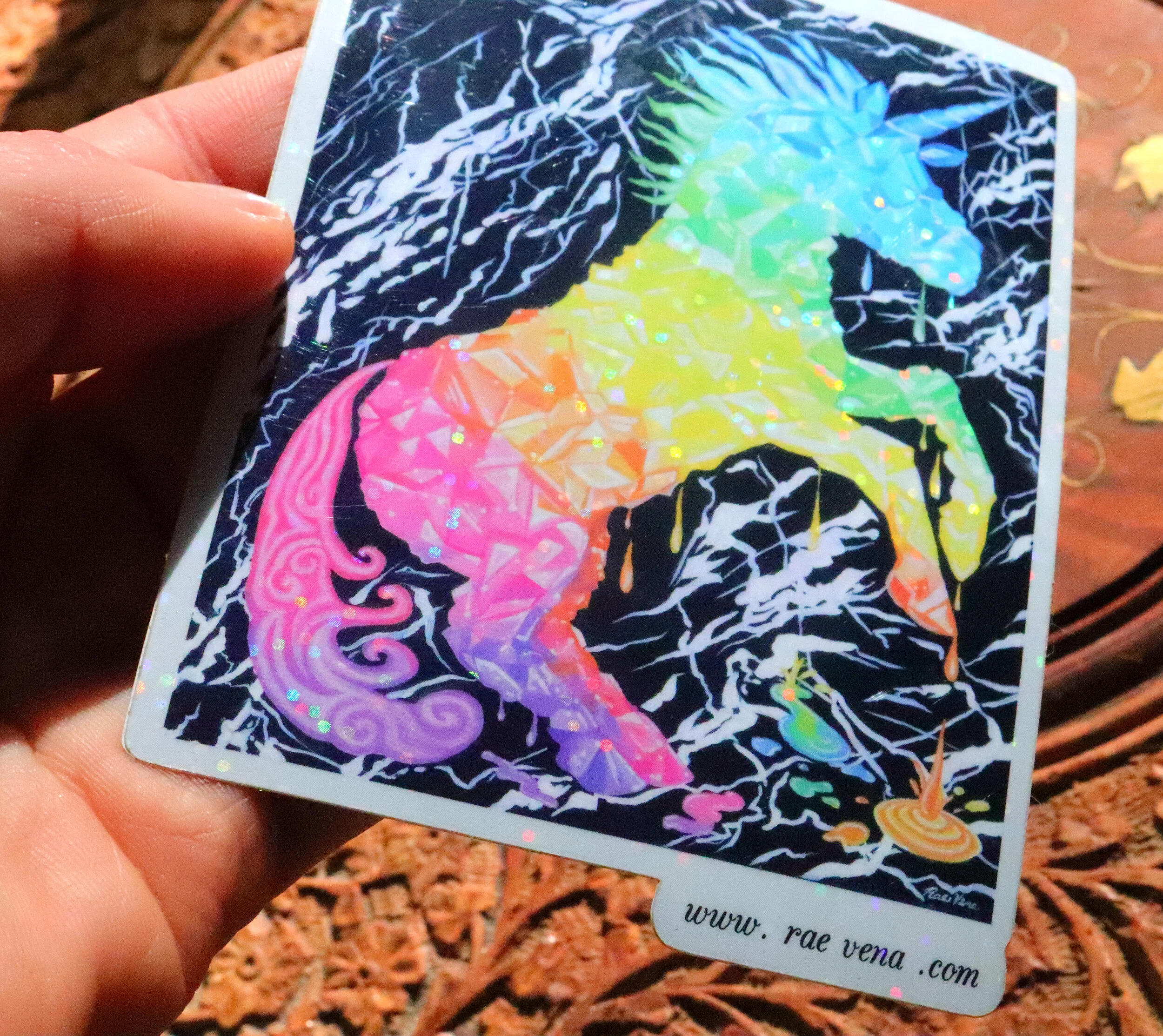 Glitter "Rainbow unicorn forever" sticker