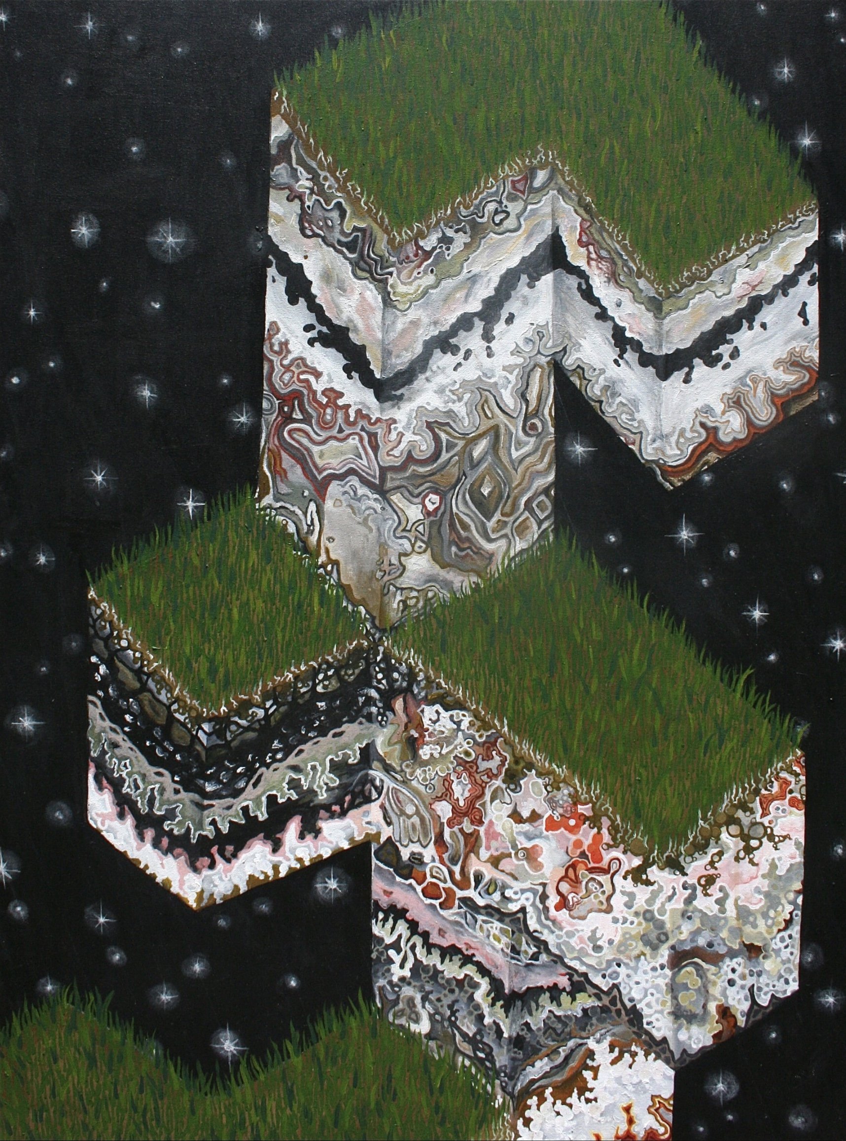 ORIGINAL PAINTING "Rock cubes"  by Rae Vena