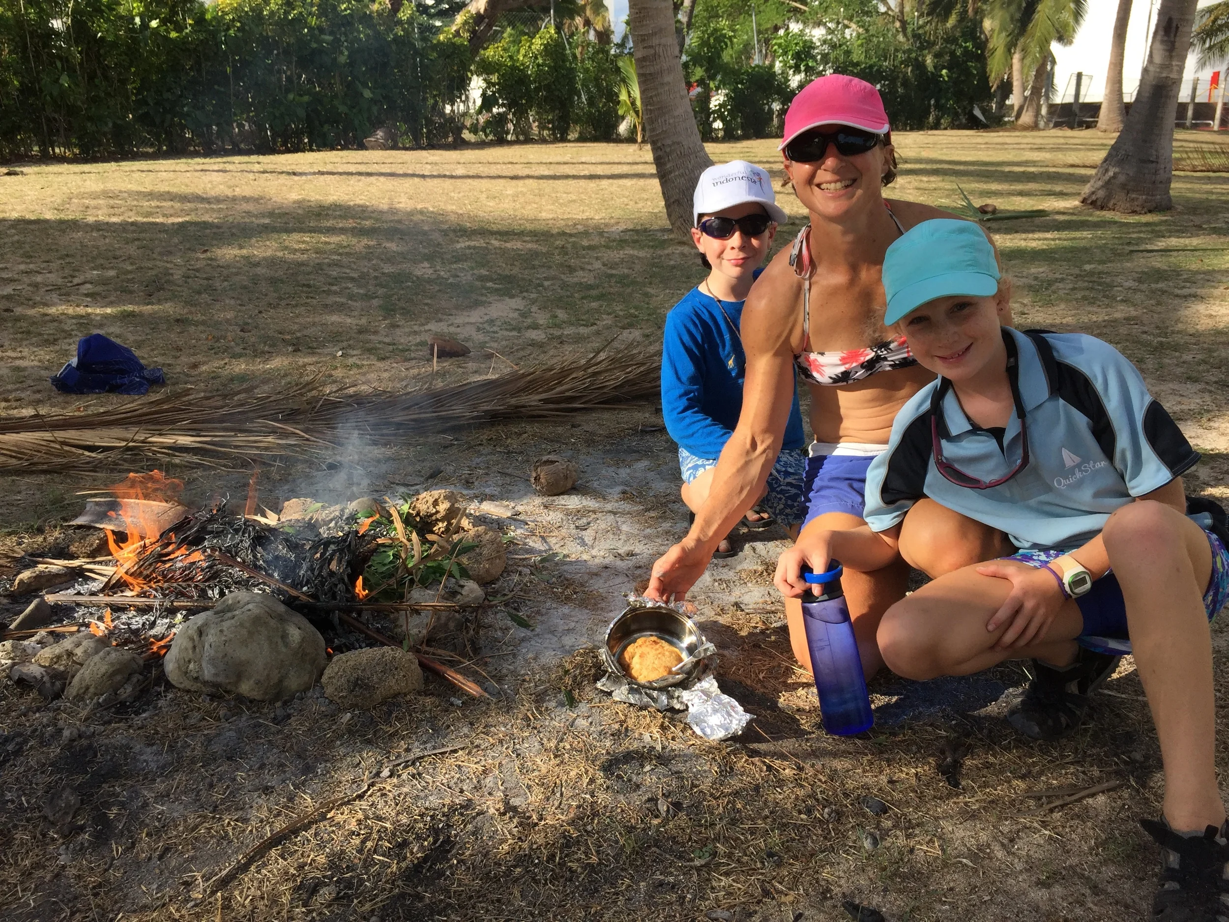 Survival school camp fire