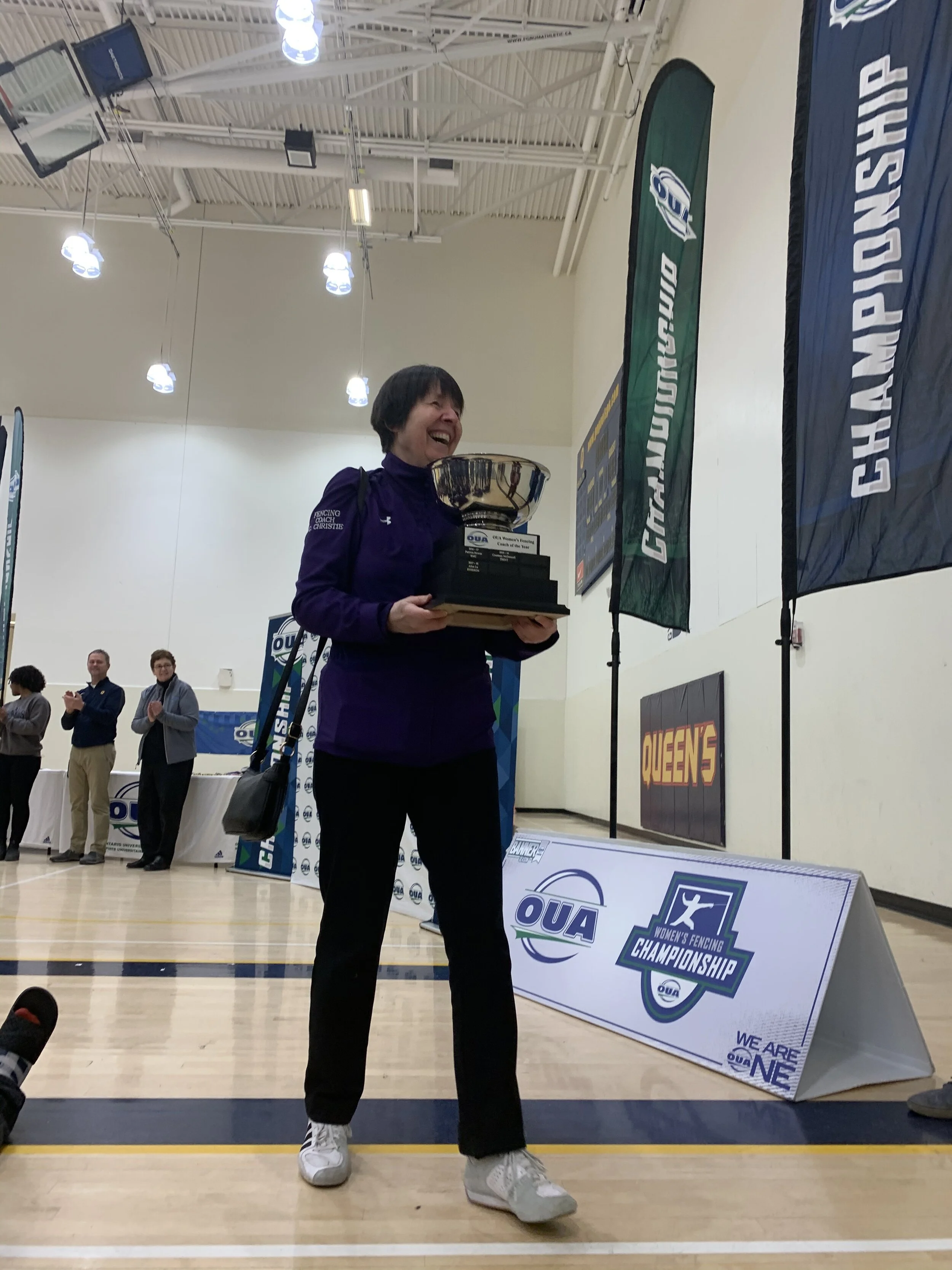  Head Coach Carol Christie with Coach of the Year Award (2019-20) 