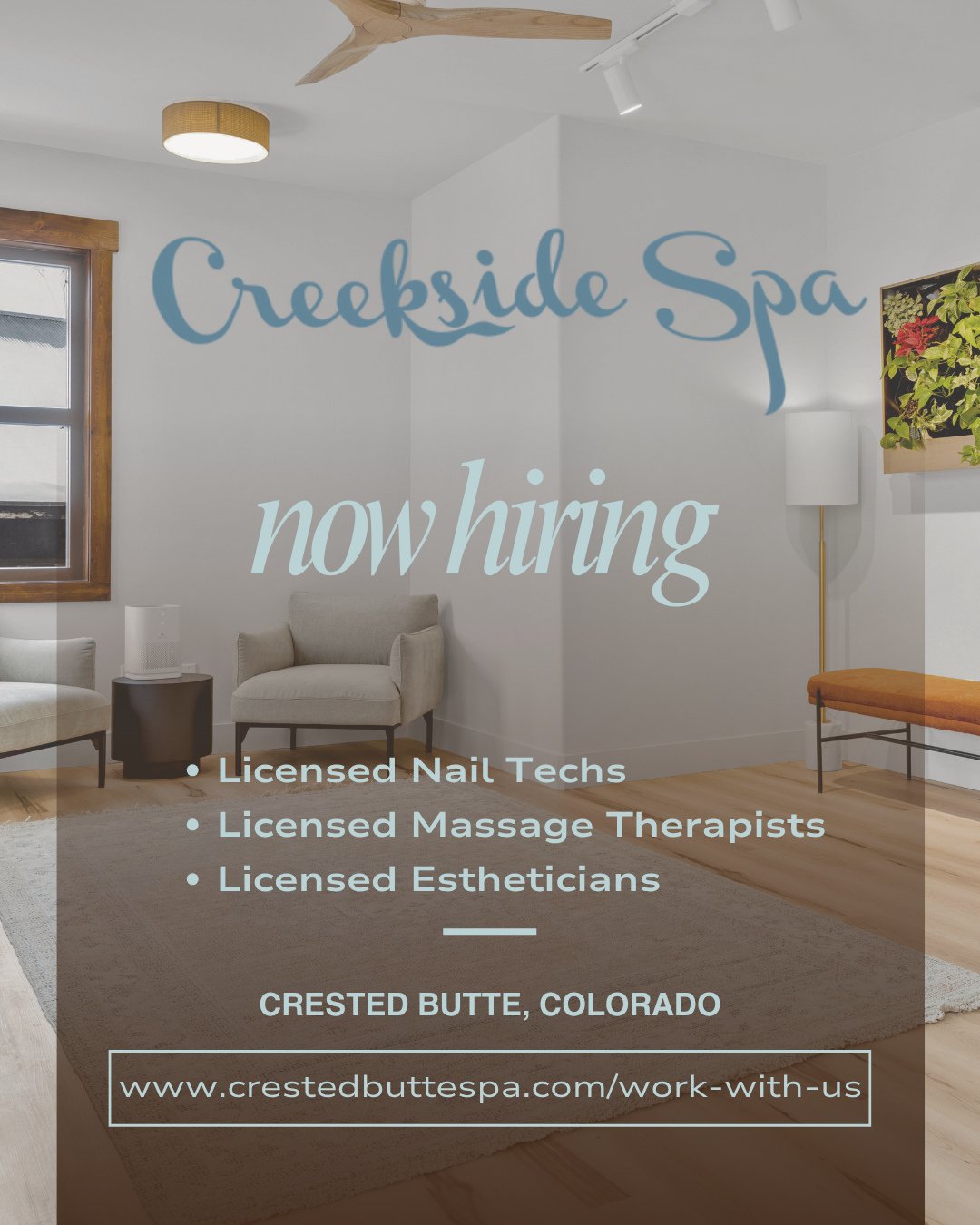 Share your skills and talents to facilitate wellness for others while growing in your practice. Apply today to join the team at Creekside Spa.⁠
⁠
Get all the details through the link in bio or visit crestedbuttespa.com⁠
⁠
#crestedbutte #summerincrest
