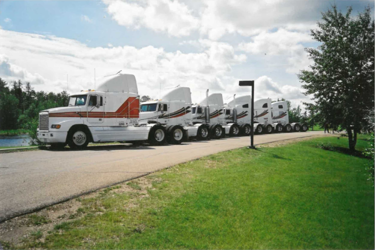  Rene Transport's fleet of 6 trucks in 2001. 